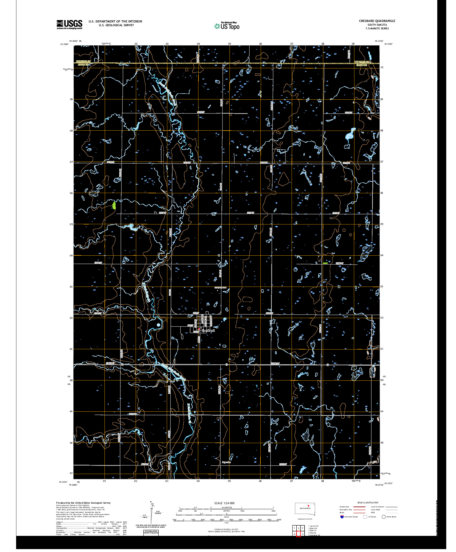 USGS US TOPO 7.5-MINUTE MAP FOR CRESBARD, SD 2021