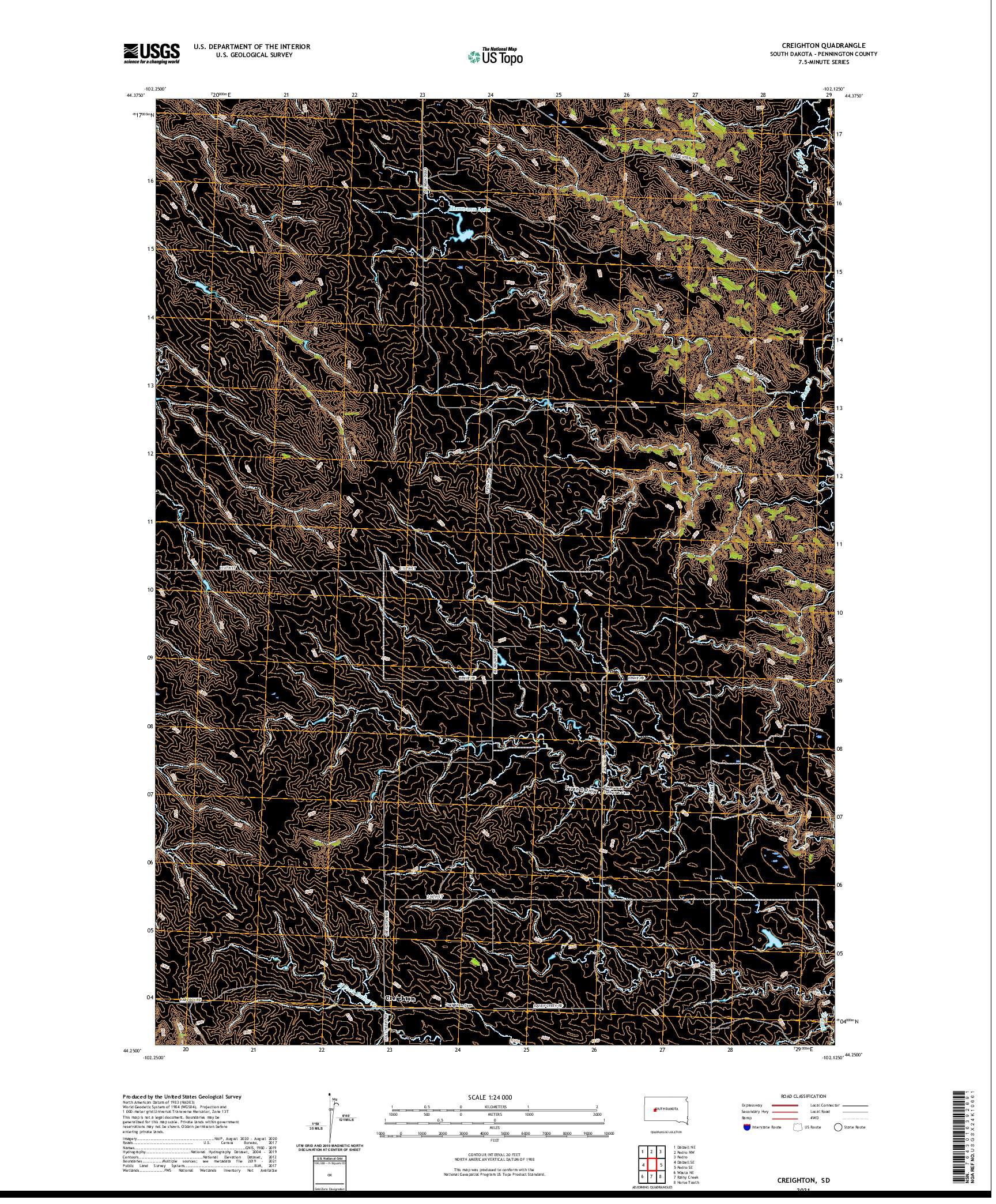 USGS US TOPO 7.5-MINUTE MAP FOR CREIGHTON, SD 2021