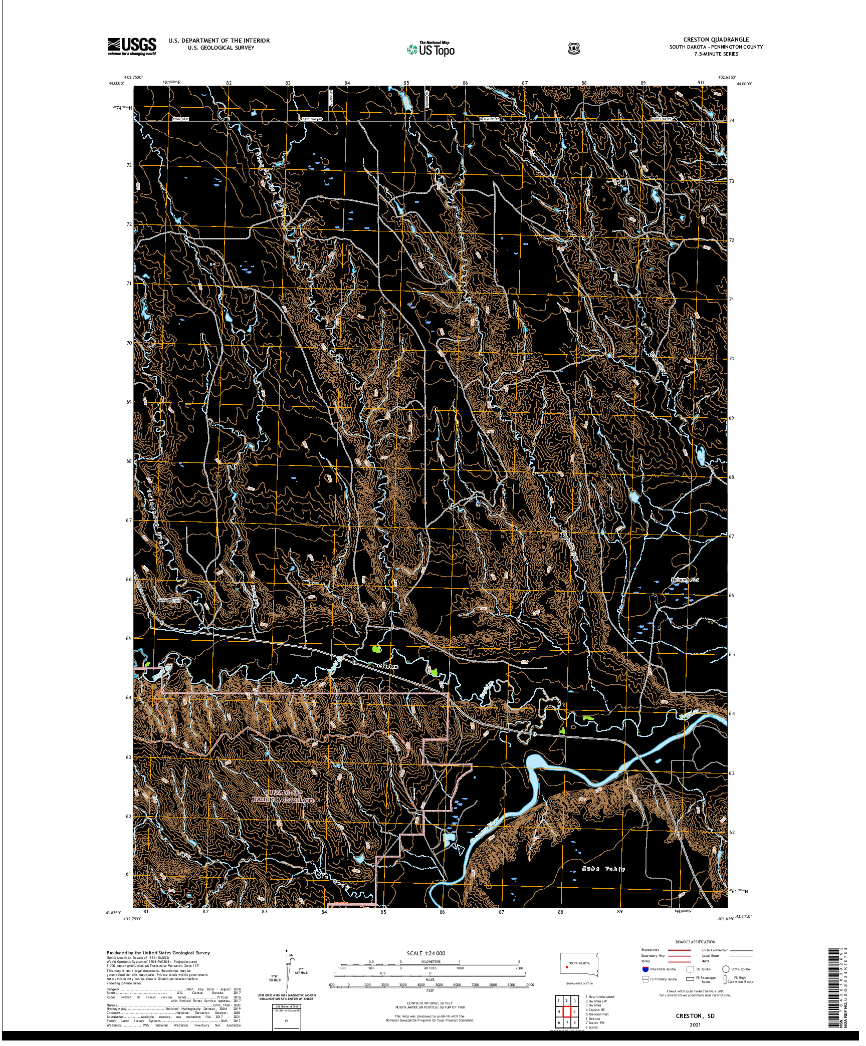 USGS US TOPO 7.5-MINUTE MAP FOR CRESTON, SD 2021