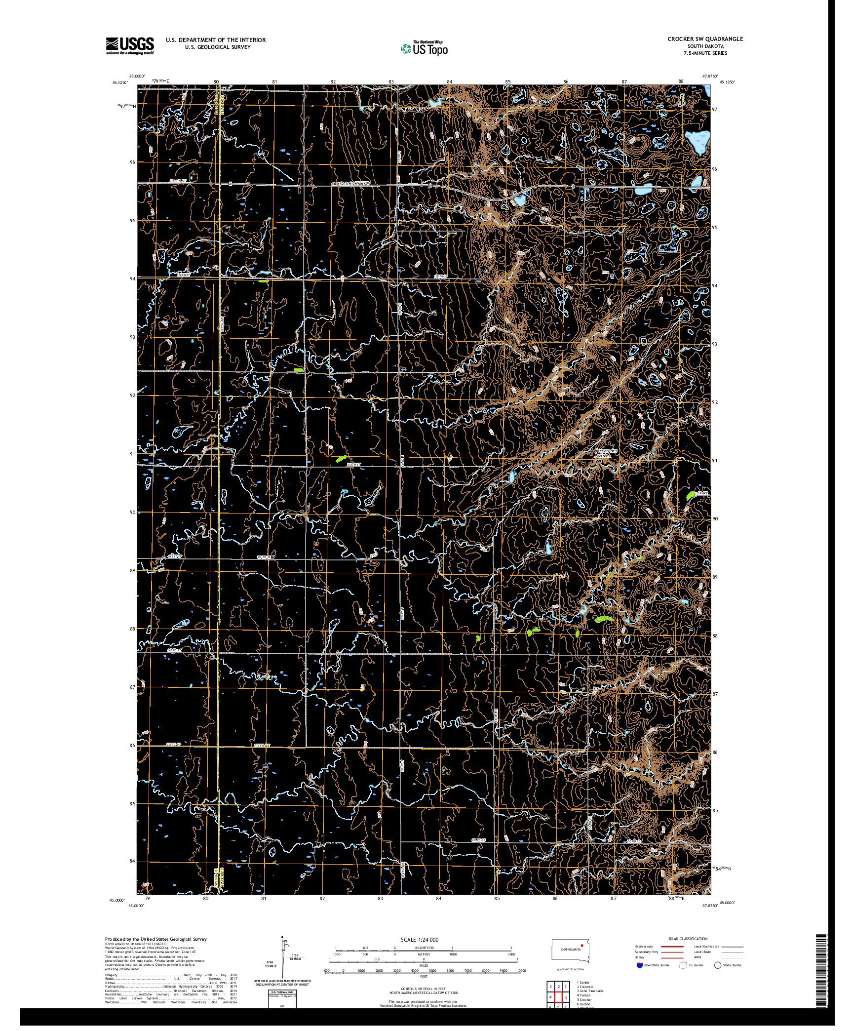 USGS US TOPO 7.5-MINUTE MAP FOR CROCKER SW, SD 2021