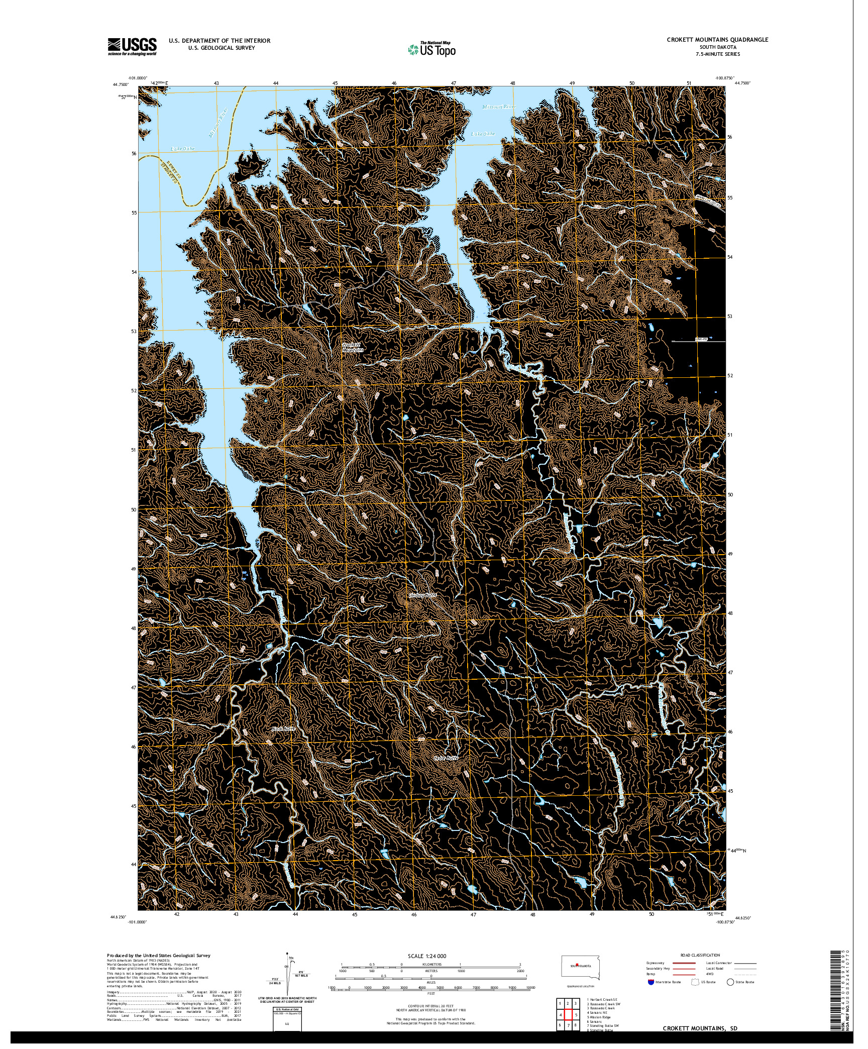 USGS US TOPO 7.5-MINUTE MAP FOR CROKETT MOUNTAINS, SD 2021