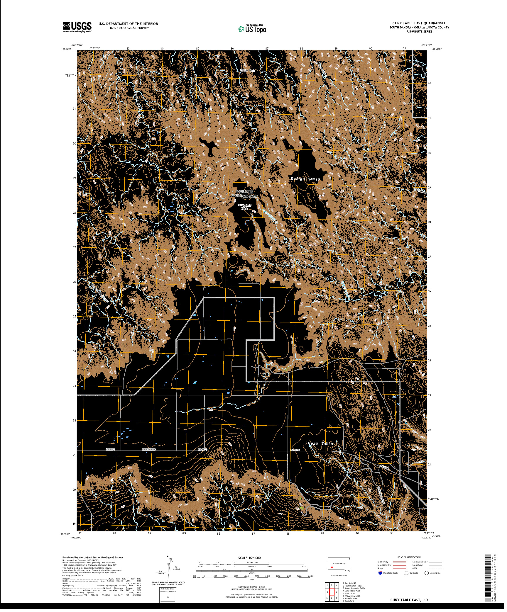 USGS US TOPO 7.5-MINUTE MAP FOR CUNY TABLE EAST, SD 2021