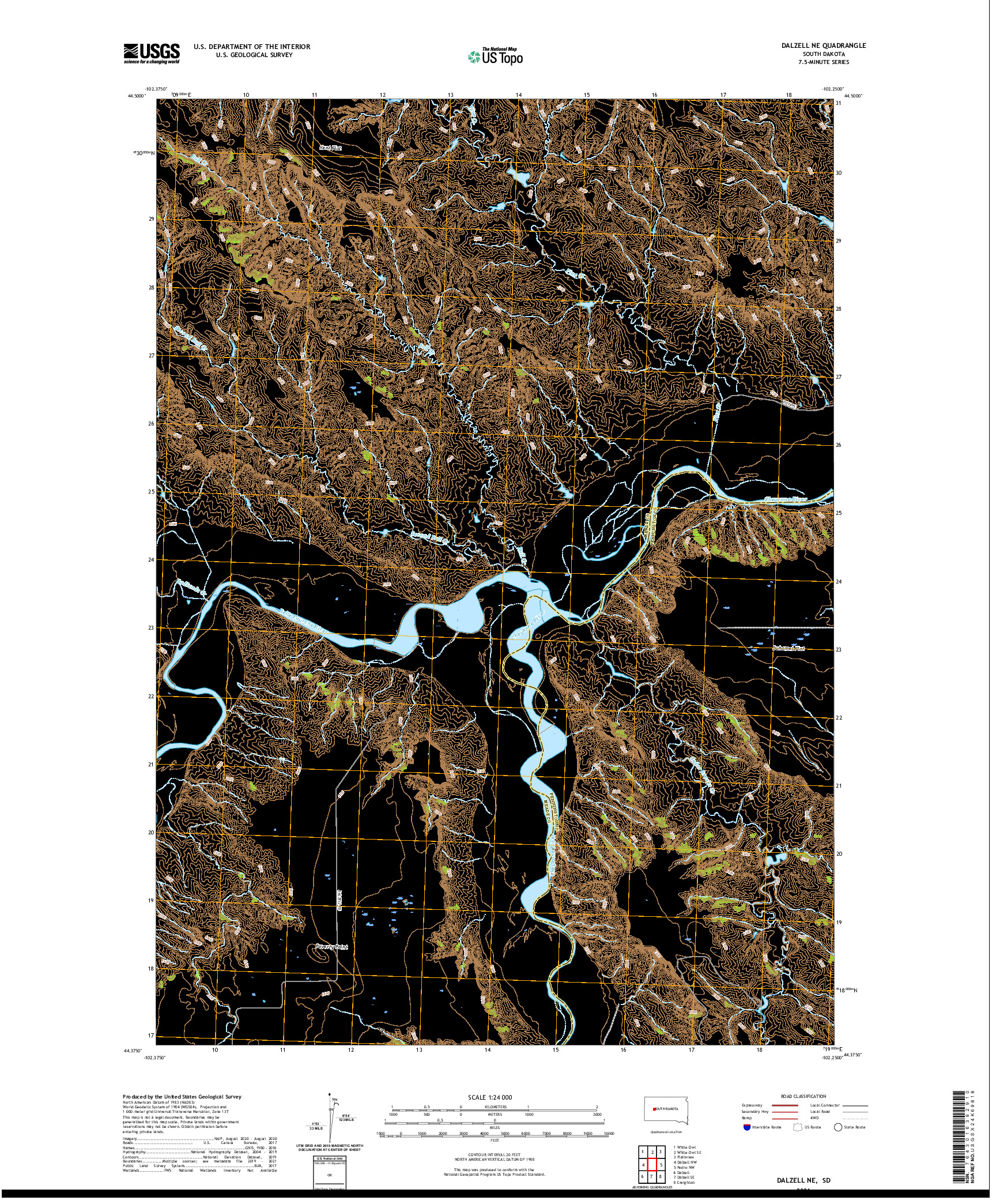 USGS US TOPO 7.5-MINUTE MAP FOR DALZELL NE, SD 2021