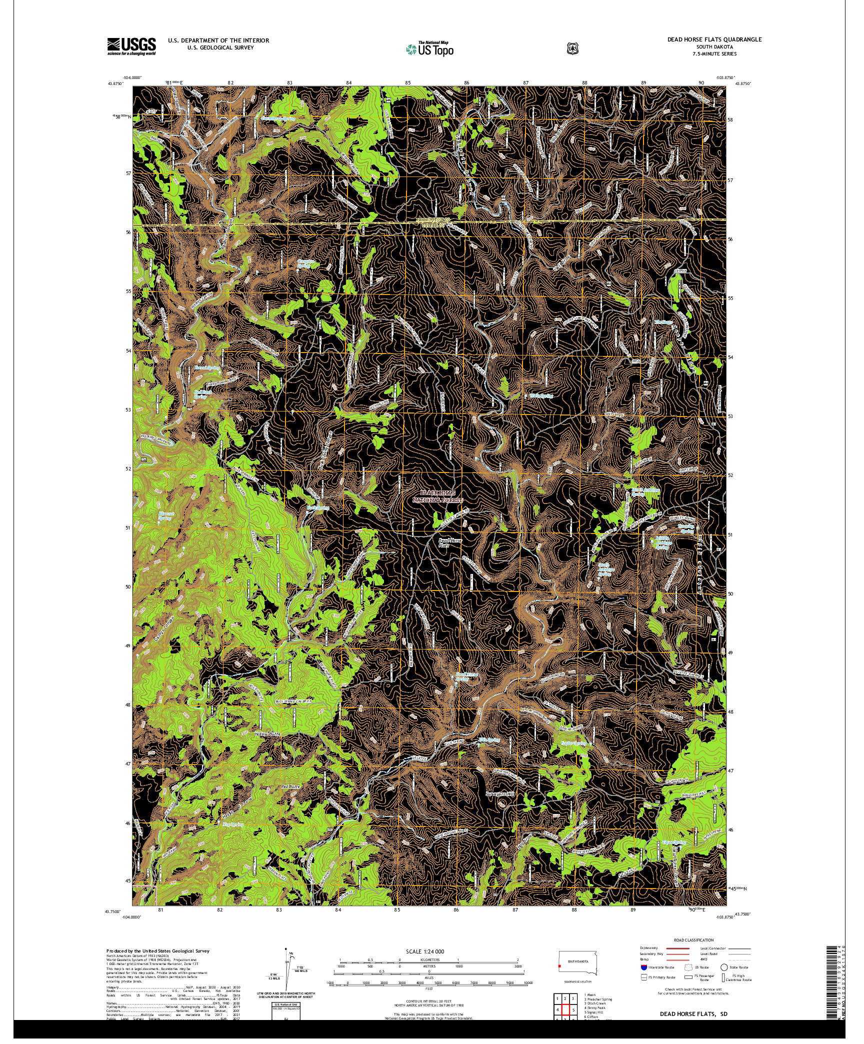 USGS US TOPO 7.5-MINUTE MAP FOR DEAD HORSE FLATS, SD 2021