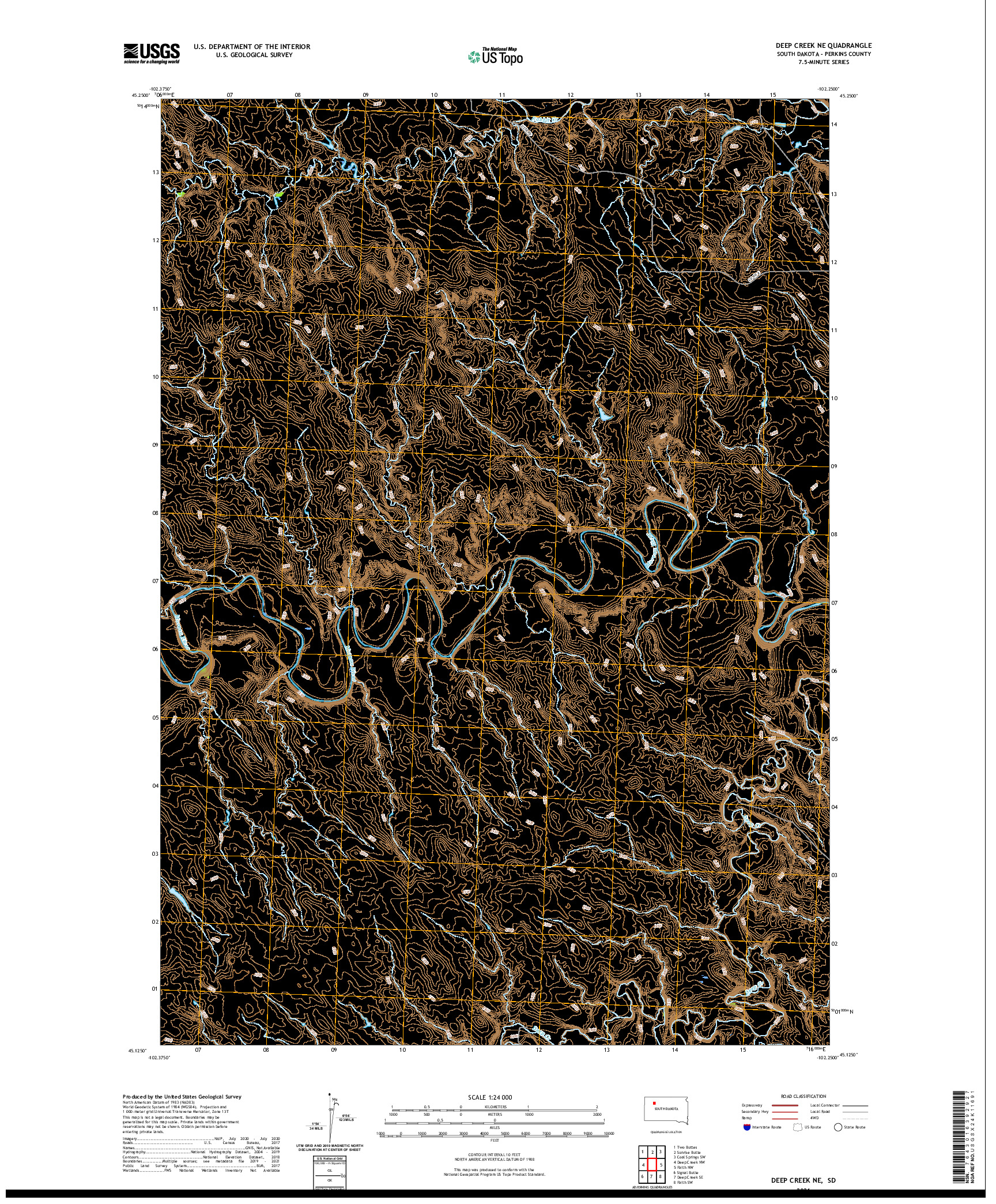 USGS US TOPO 7.5-MINUTE MAP FOR DEEP CREEK NE, SD 2021