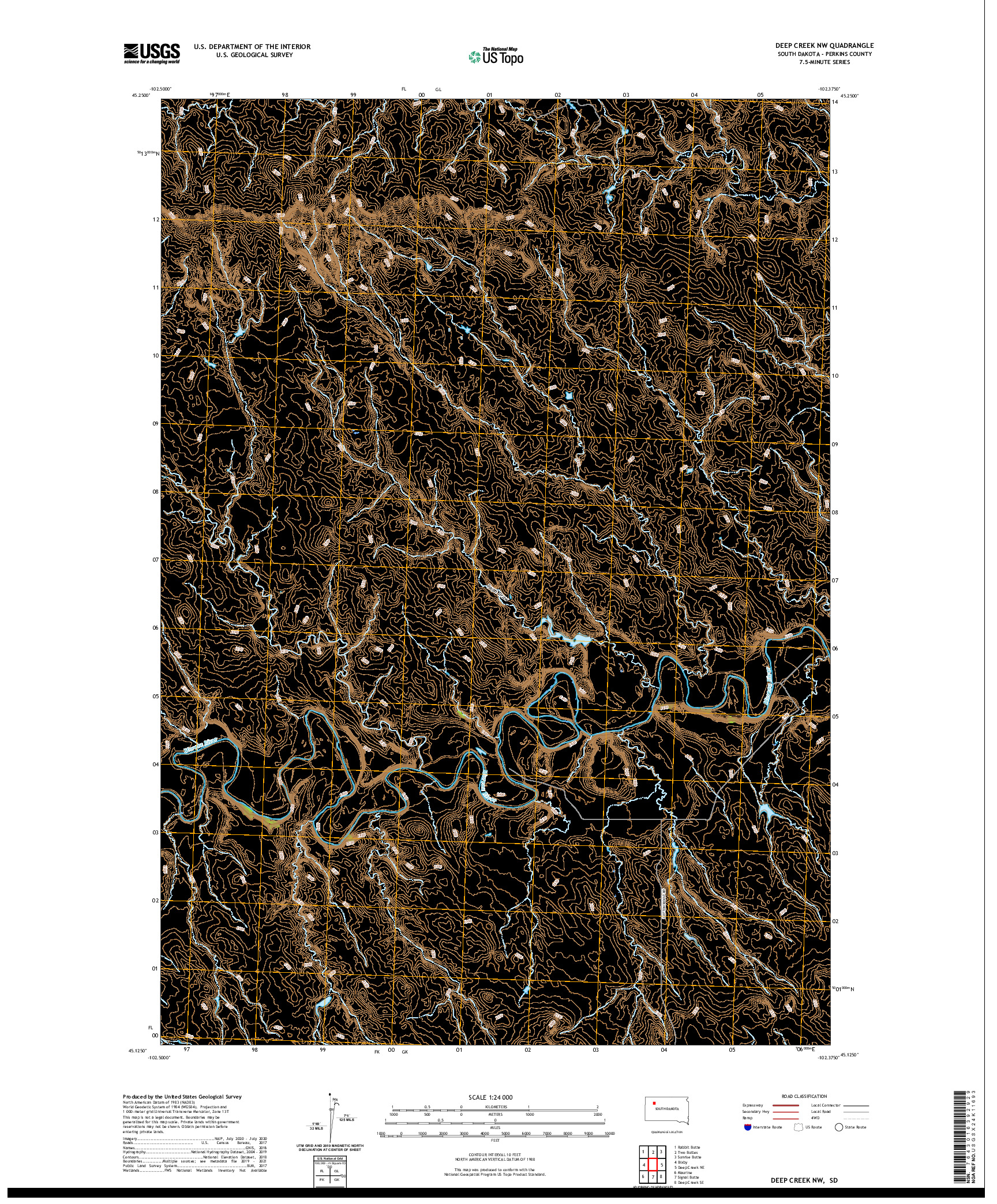 USGS US TOPO 7.5-MINUTE MAP FOR DEEP CREEK NW, SD 2021