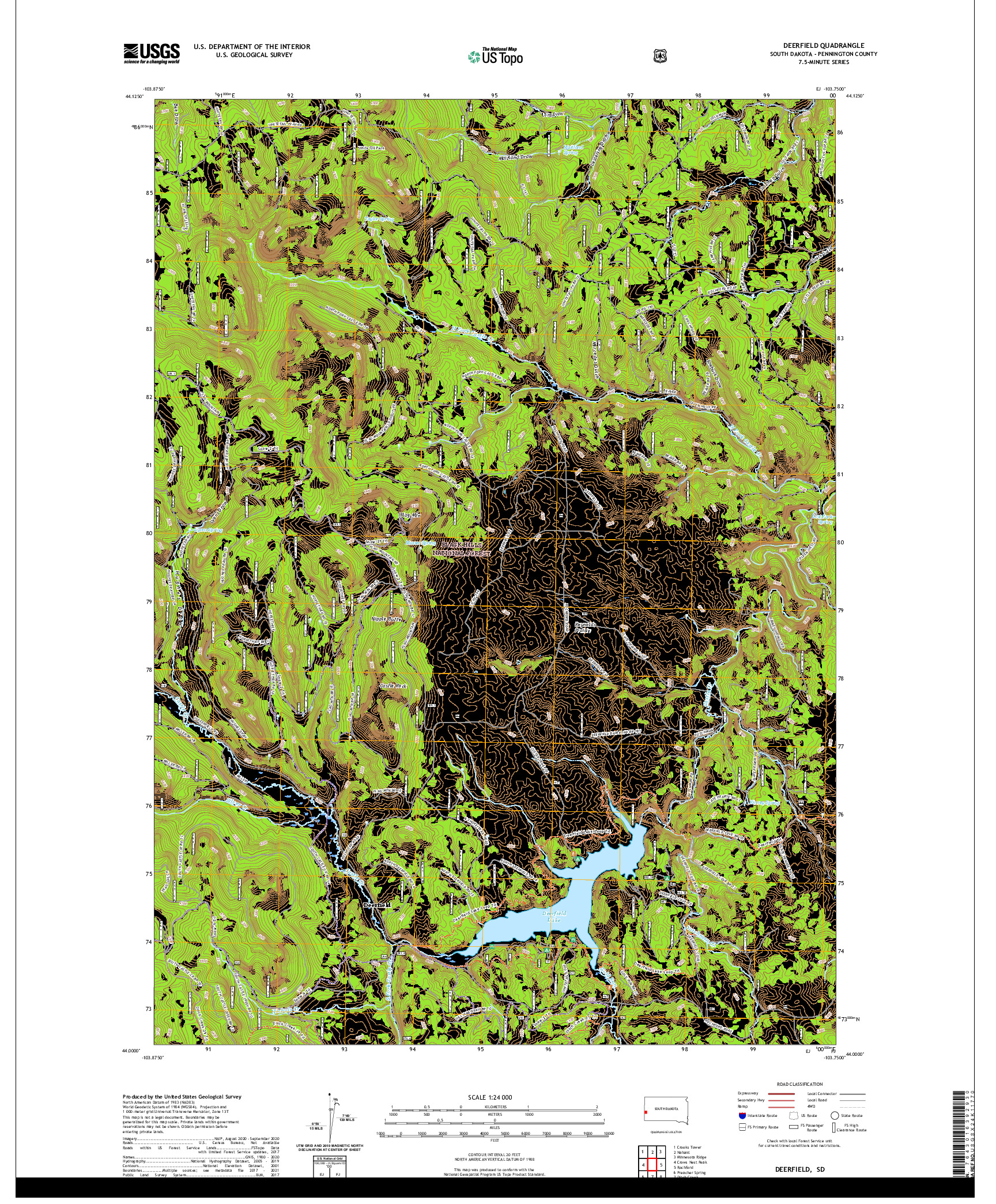 USGS US TOPO 7.5-MINUTE MAP FOR DEERFIELD, SD 2021