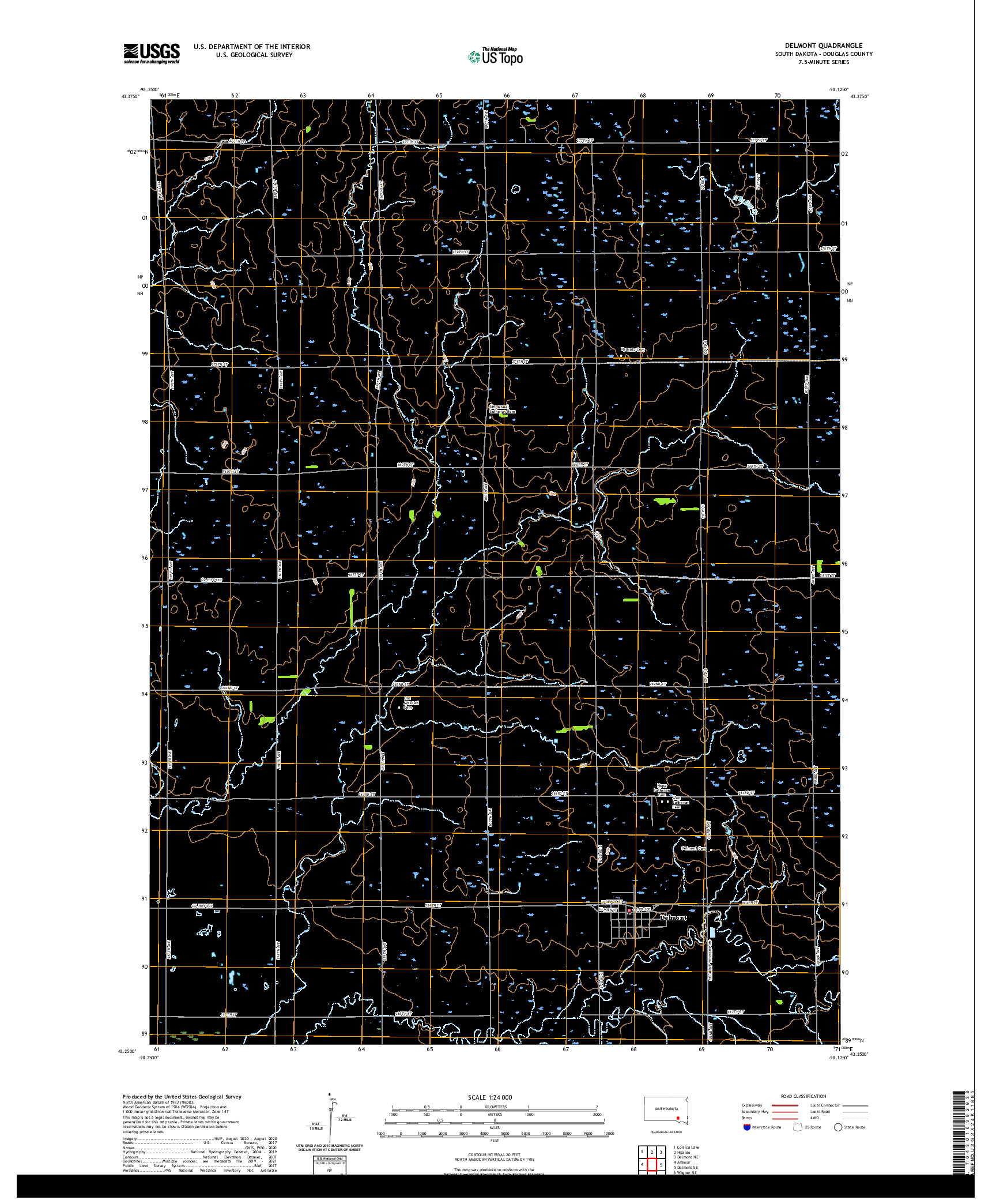 USGS US TOPO 7.5-MINUTE MAP FOR DELMONT, SD 2021