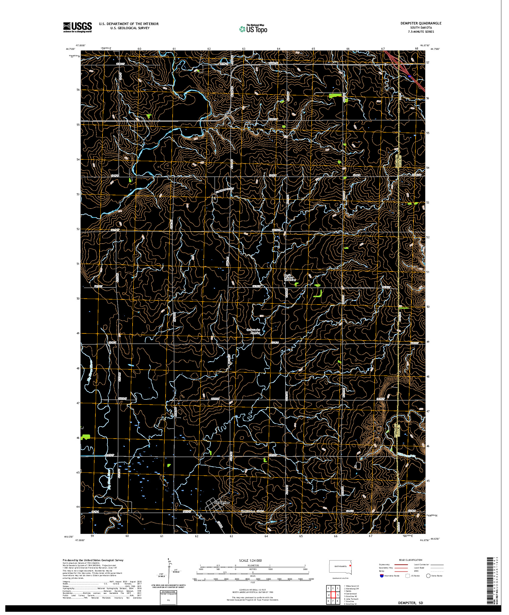 USGS US TOPO 7.5-MINUTE MAP FOR DEMPSTER, SD 2021