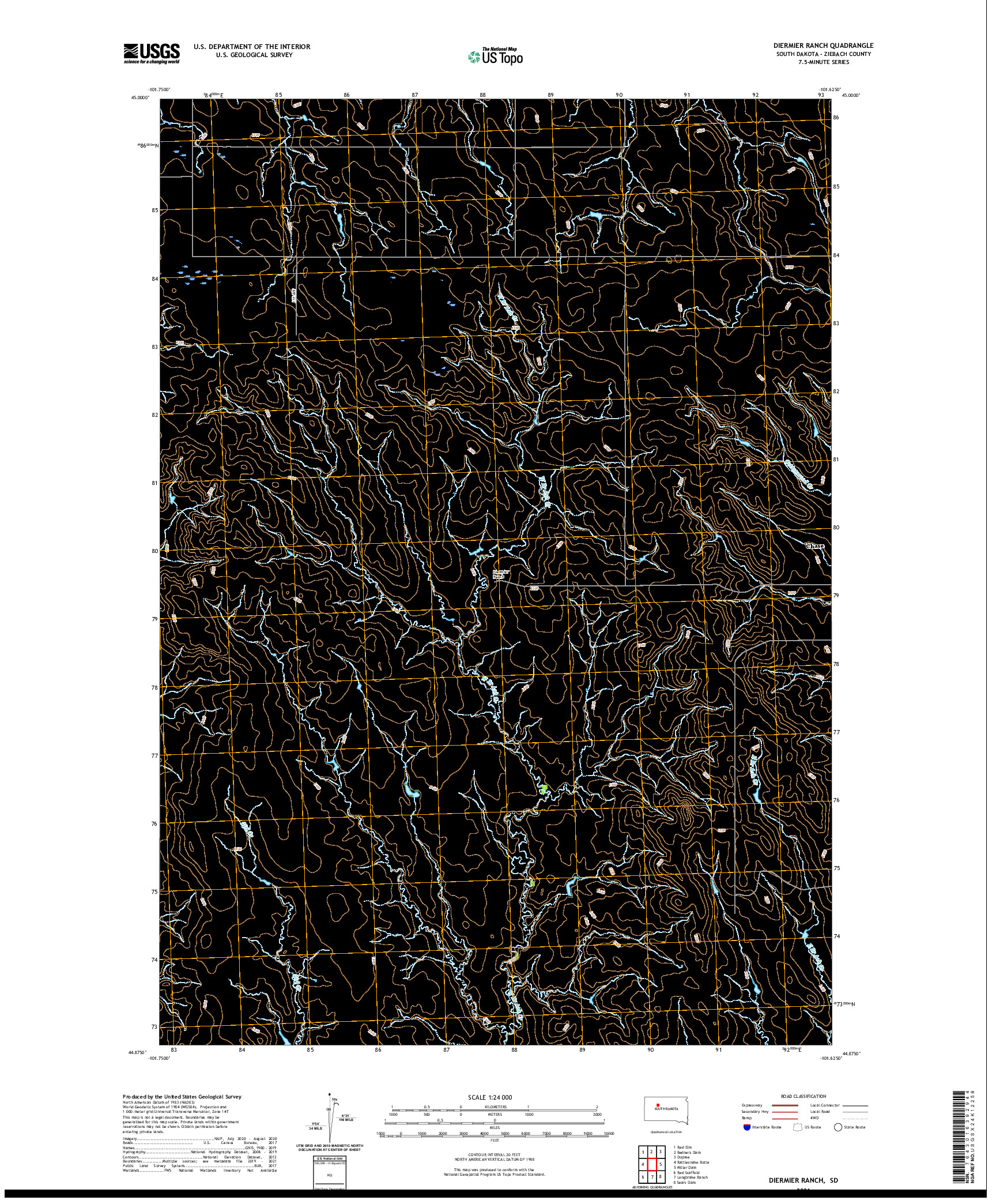 USGS US TOPO 7.5-MINUTE MAP FOR DIERMIER RANCH, SD 2021