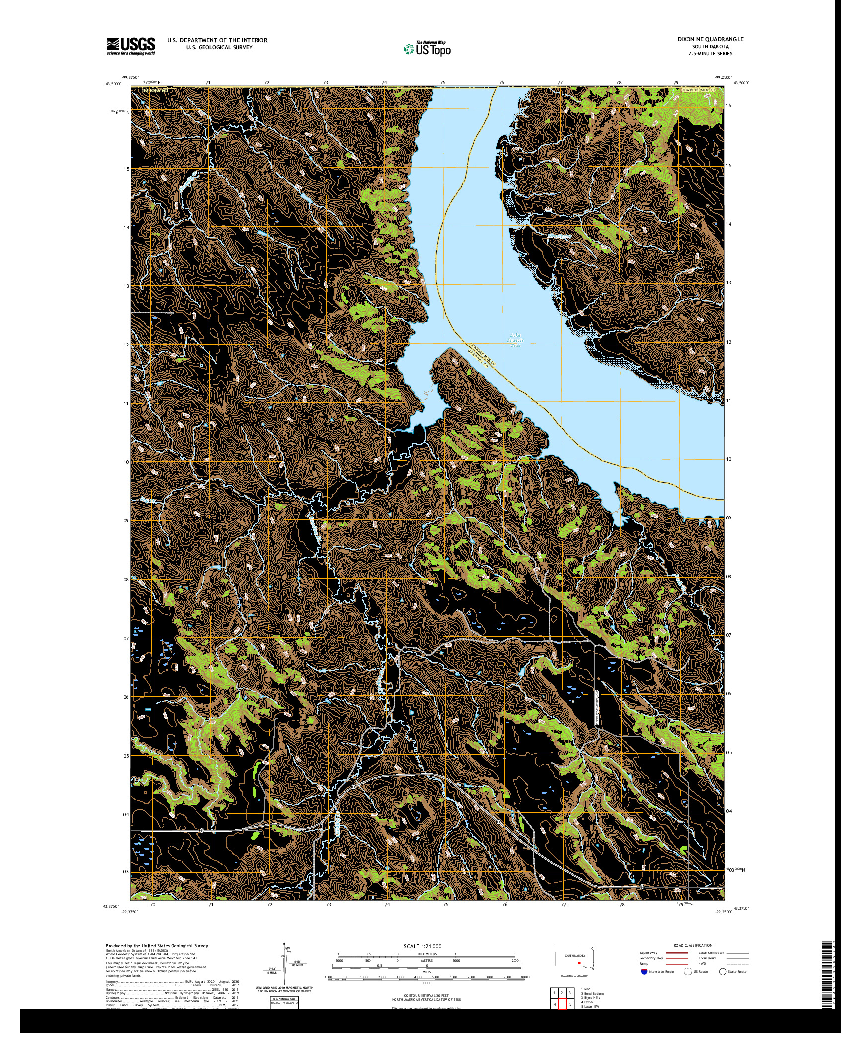 USGS US TOPO 7.5-MINUTE MAP FOR DIXON NE, SD 2021