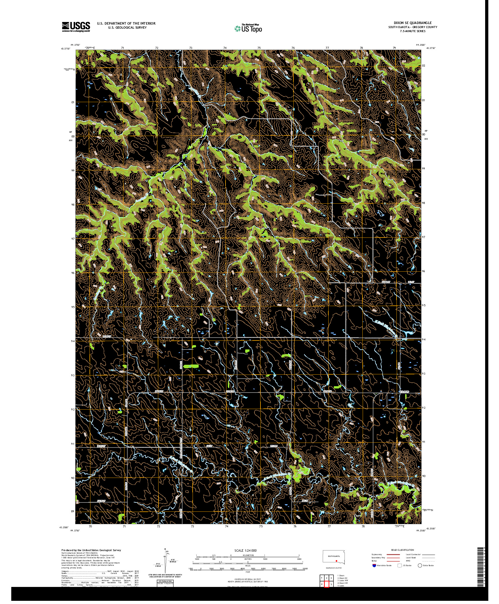 USGS US TOPO 7.5-MINUTE MAP FOR DIXON SE, SD 2021