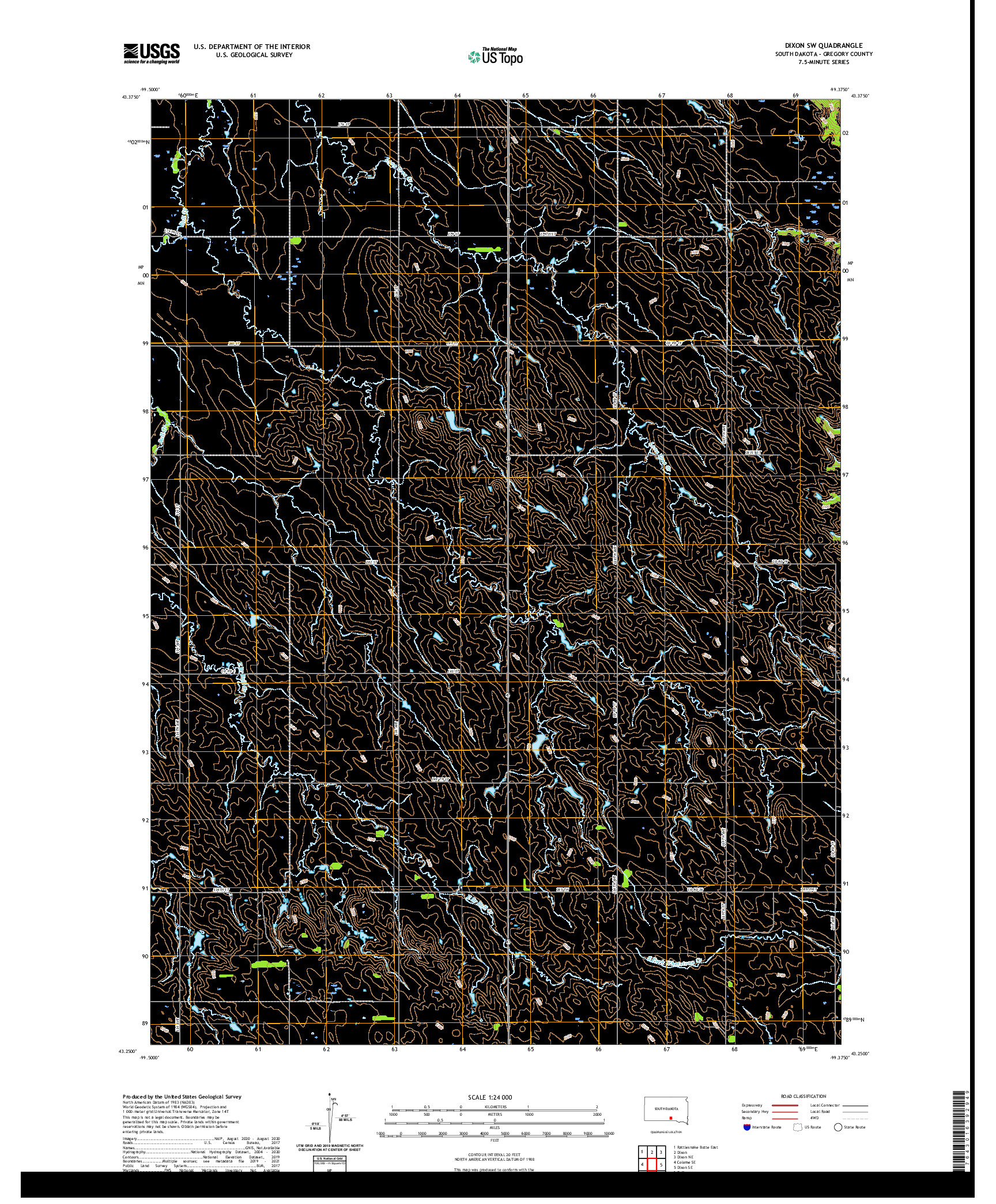USGS US TOPO 7.5-MINUTE MAP FOR DIXON SW, SD 2021