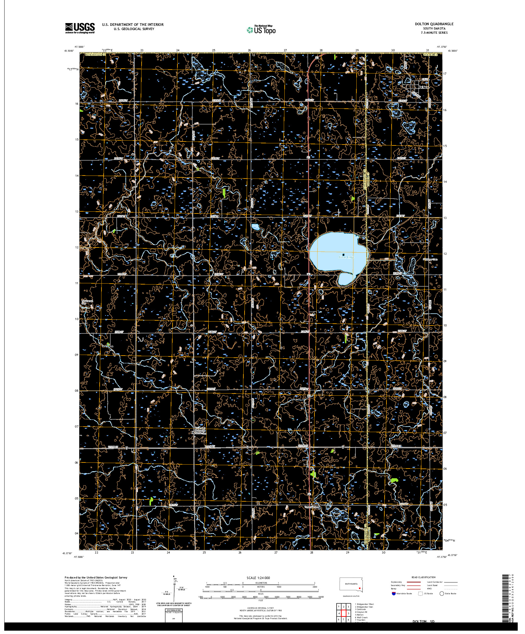 USGS US TOPO 7.5-MINUTE MAP FOR DOLTON, SD 2021