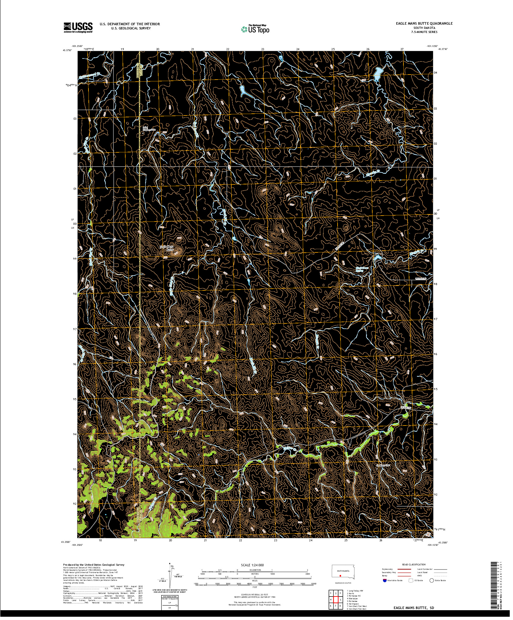 USGS US TOPO 7.5-MINUTE MAP FOR EAGLE MANS BUTTE, SD 2021