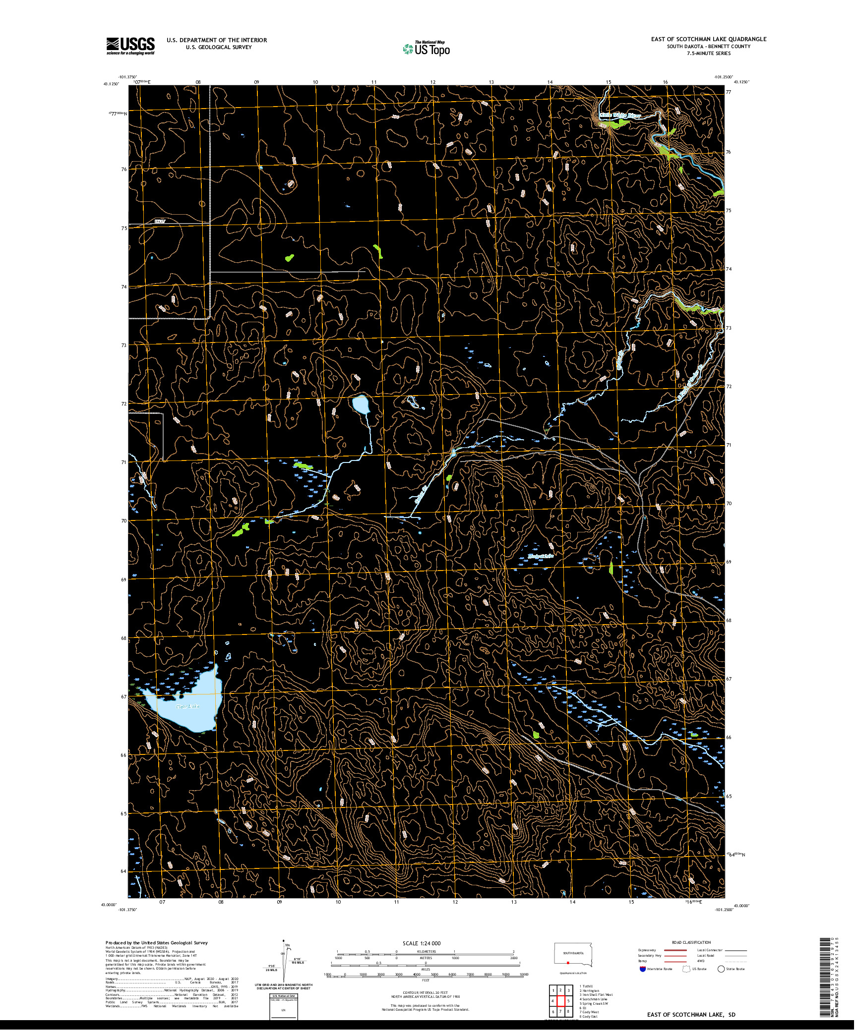 USGS US TOPO 7.5-MINUTE MAP FOR EAST OF SCOTCHMAN LAKE, SD 2021