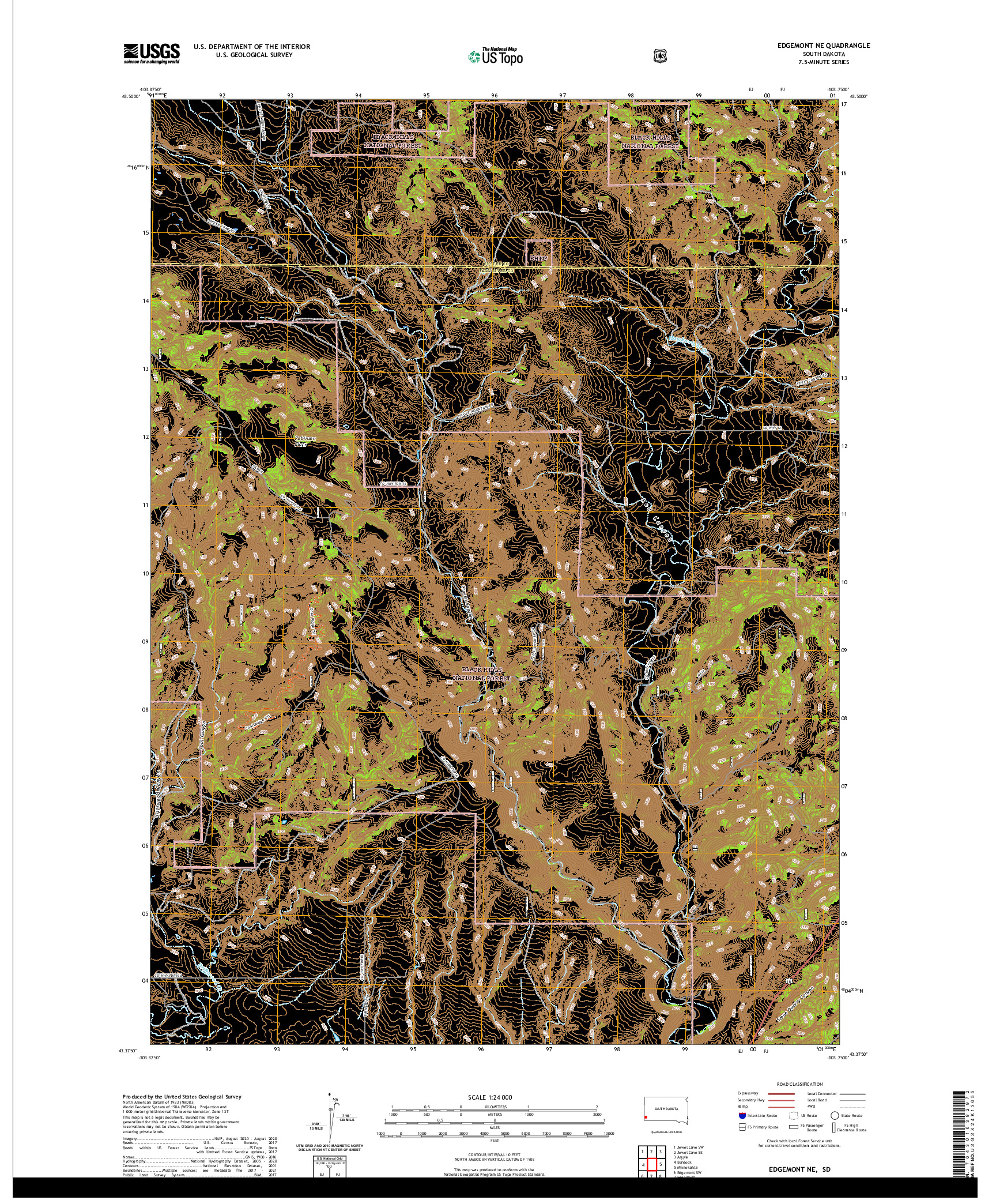 USGS US TOPO 7.5-MINUTE MAP FOR EDGEMONT NE, SD 2021
