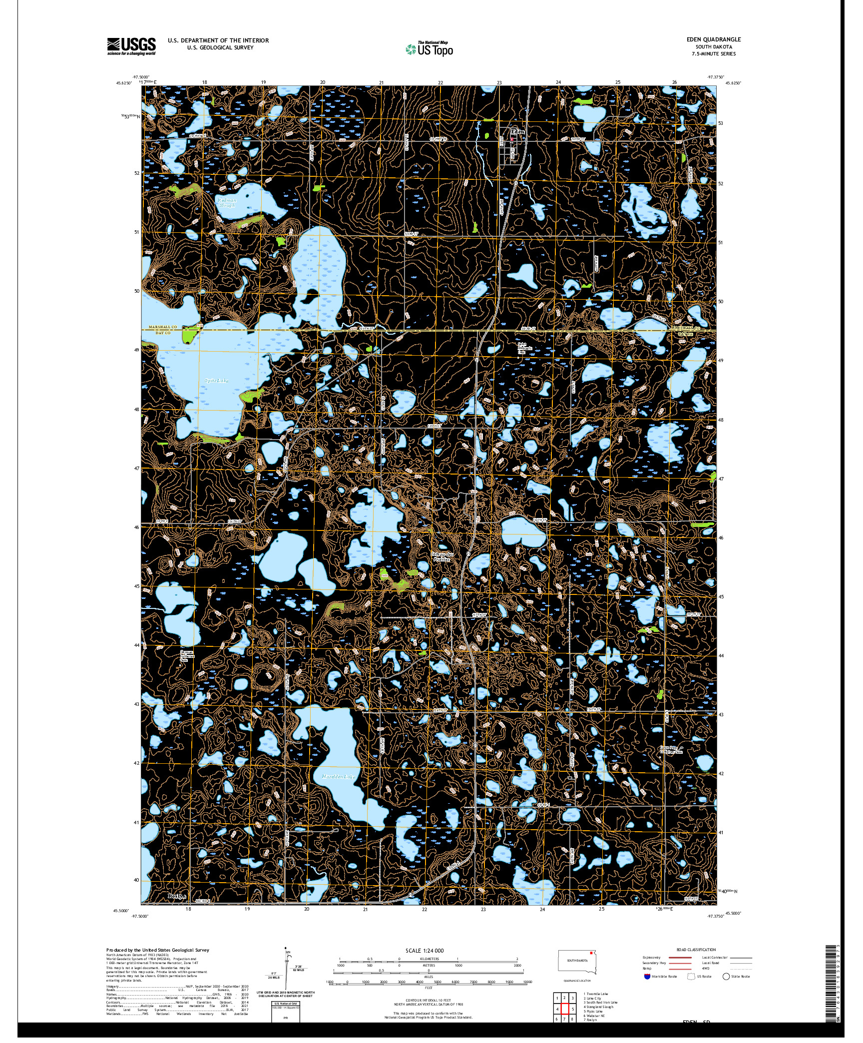 USGS US TOPO 7.5-MINUTE MAP FOR EDEN, SD 2021