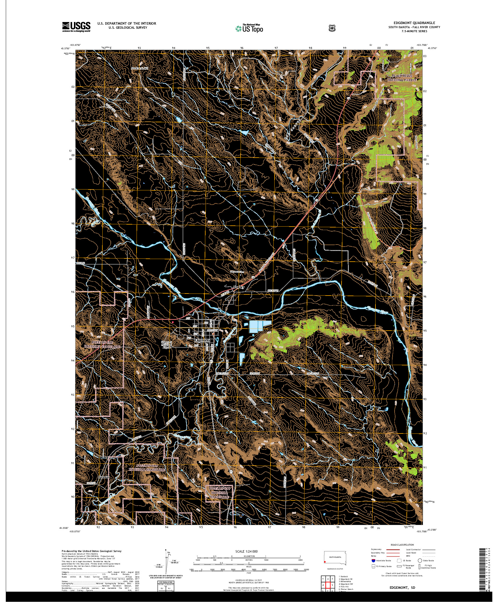 USGS US TOPO 7.5-MINUTE MAP FOR EDGEMONT, SD 2021