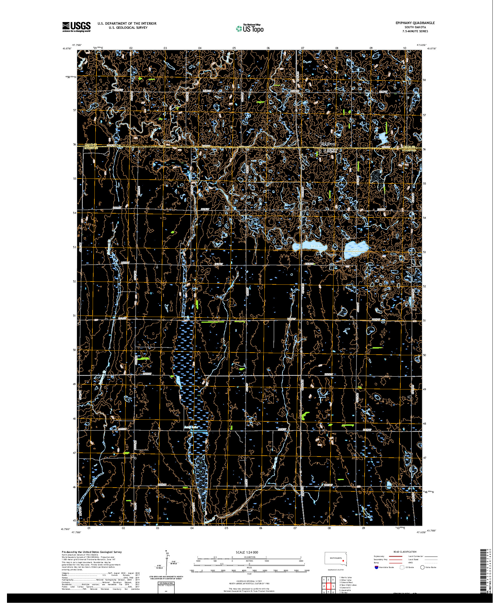 USGS US TOPO 7.5-MINUTE MAP FOR EPIPHANY, SD 2021