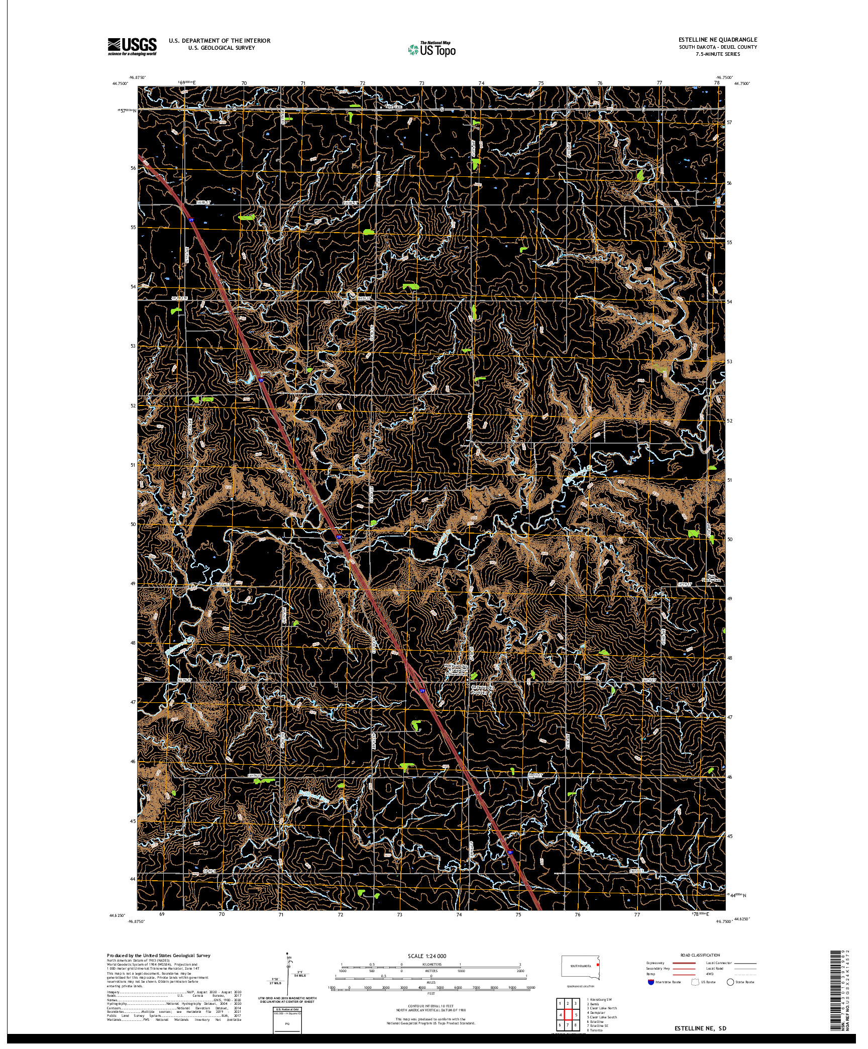 USGS US TOPO 7.5-MINUTE MAP FOR ESTELLINE NE, SD 2021