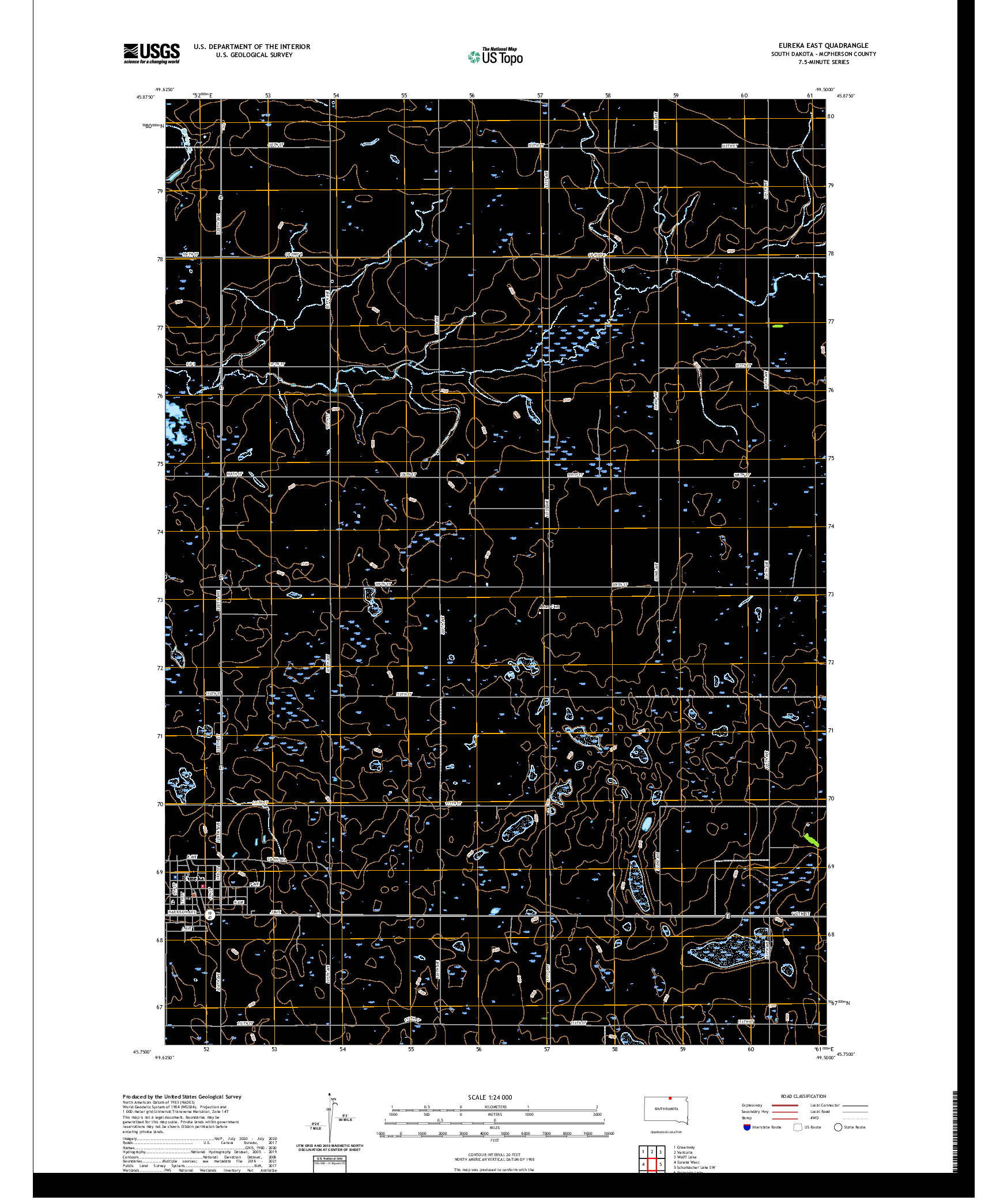 USGS US TOPO 7.5-MINUTE MAP FOR EUREKA EAST, SD 2021