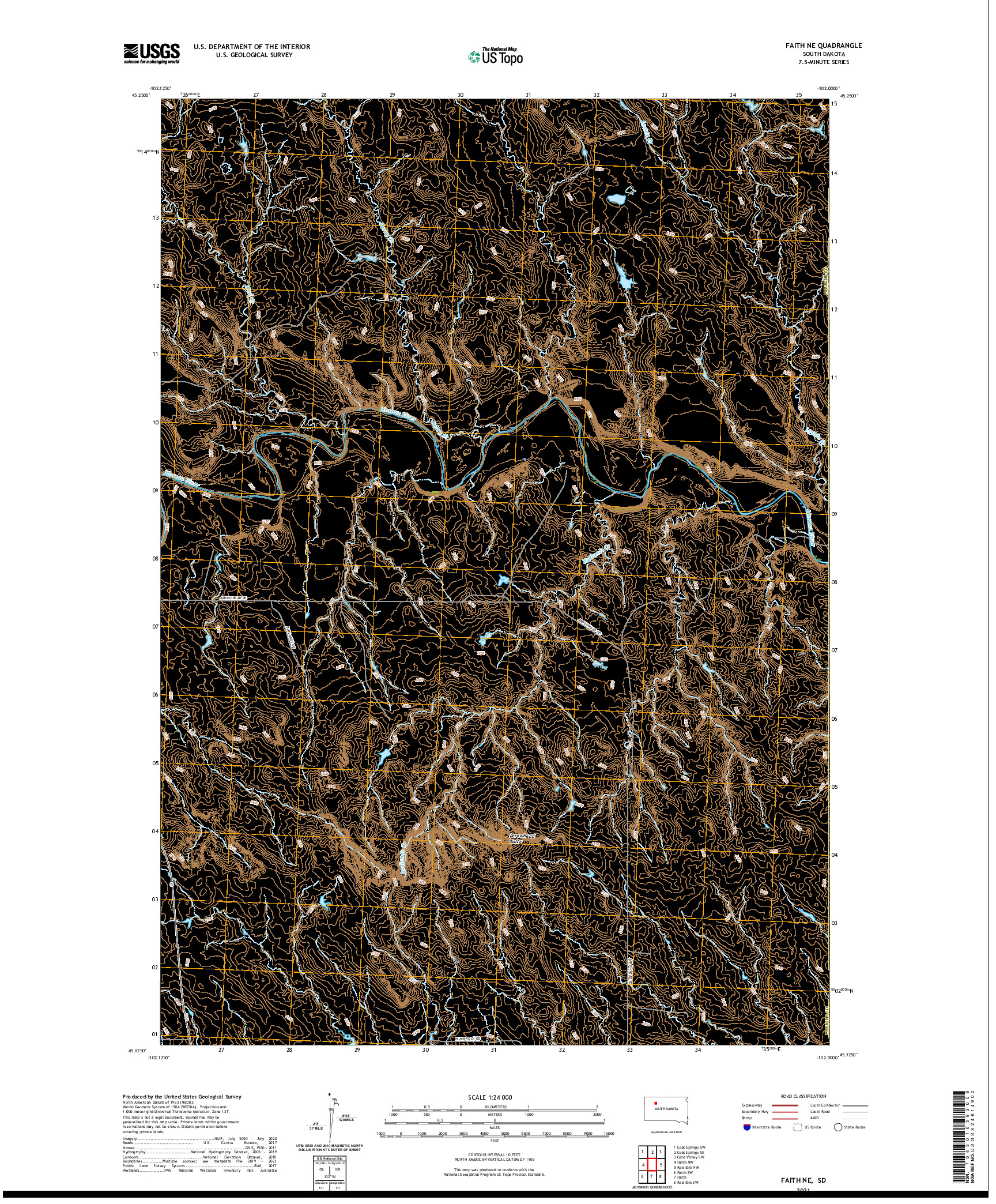 USGS US TOPO 7.5-MINUTE MAP FOR FAITH NE, SD 2021