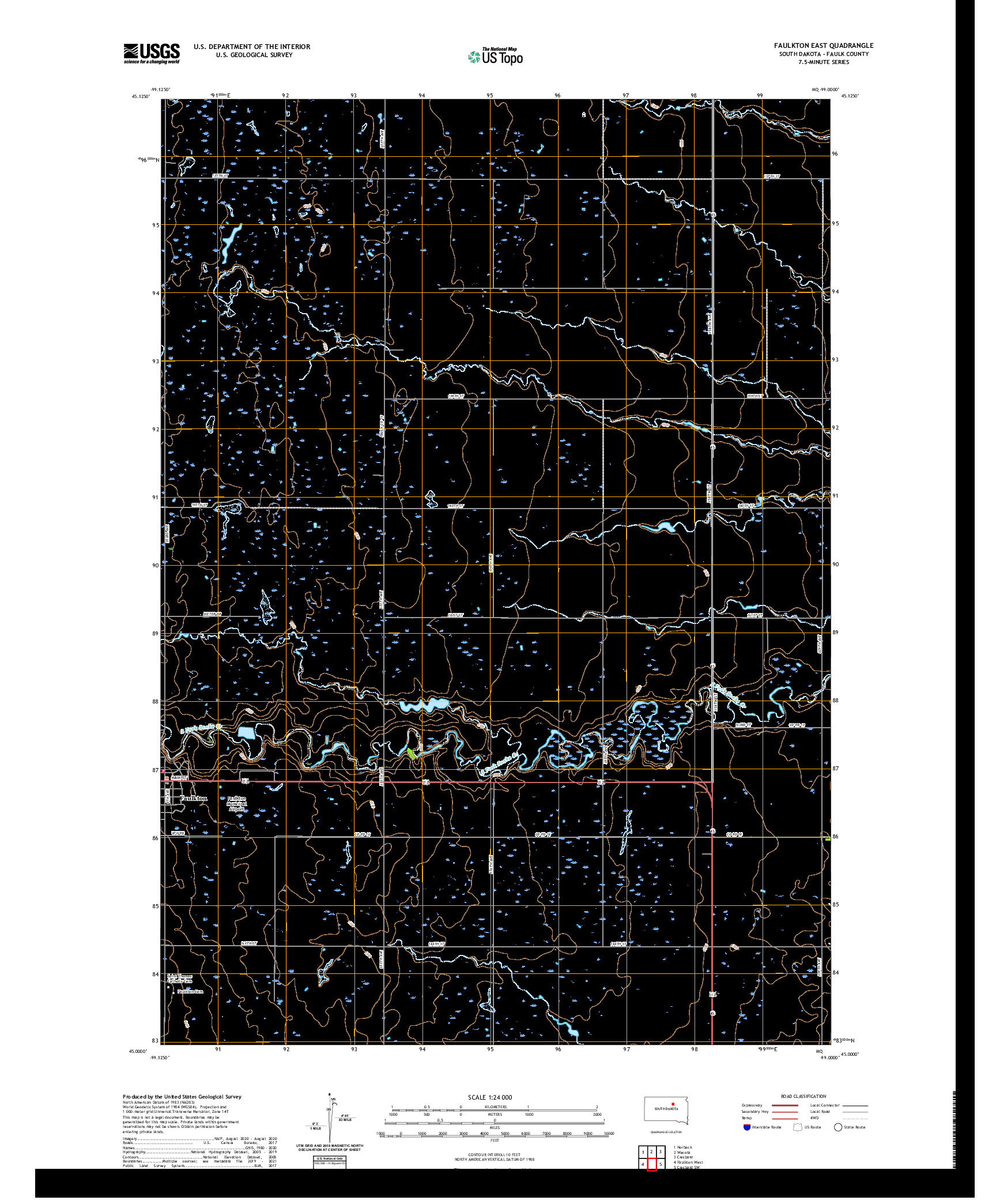 USGS US TOPO 7.5-MINUTE MAP FOR FAULKTON EAST, SD 2021