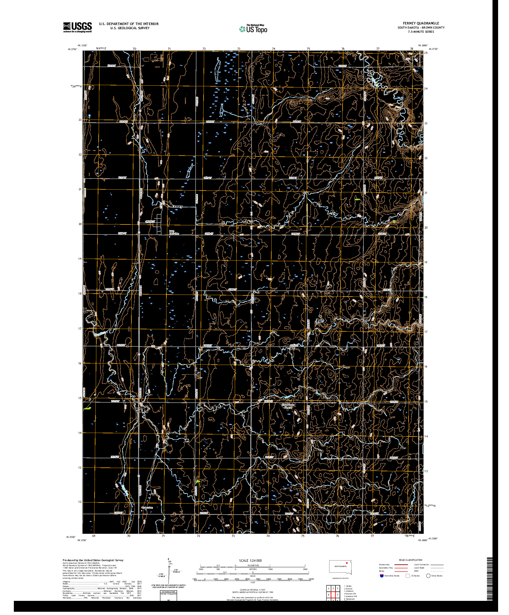 USGS US TOPO 7.5-MINUTE MAP FOR FERNEY, SD 2021
