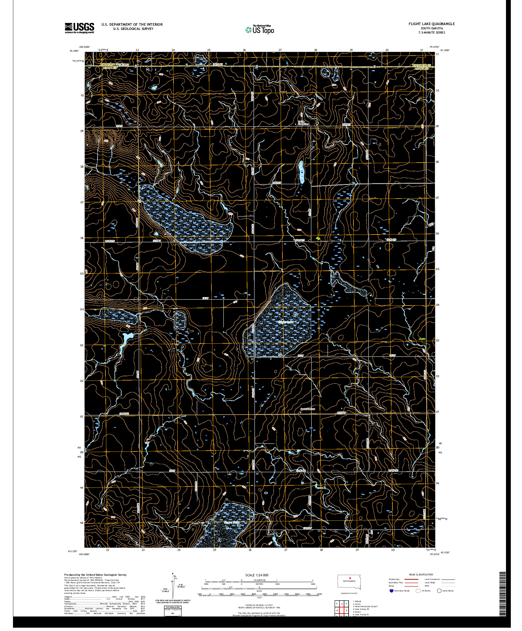 USGS US TOPO 7.5-MINUTE MAP FOR FLIGHT LAKE, SD 2021