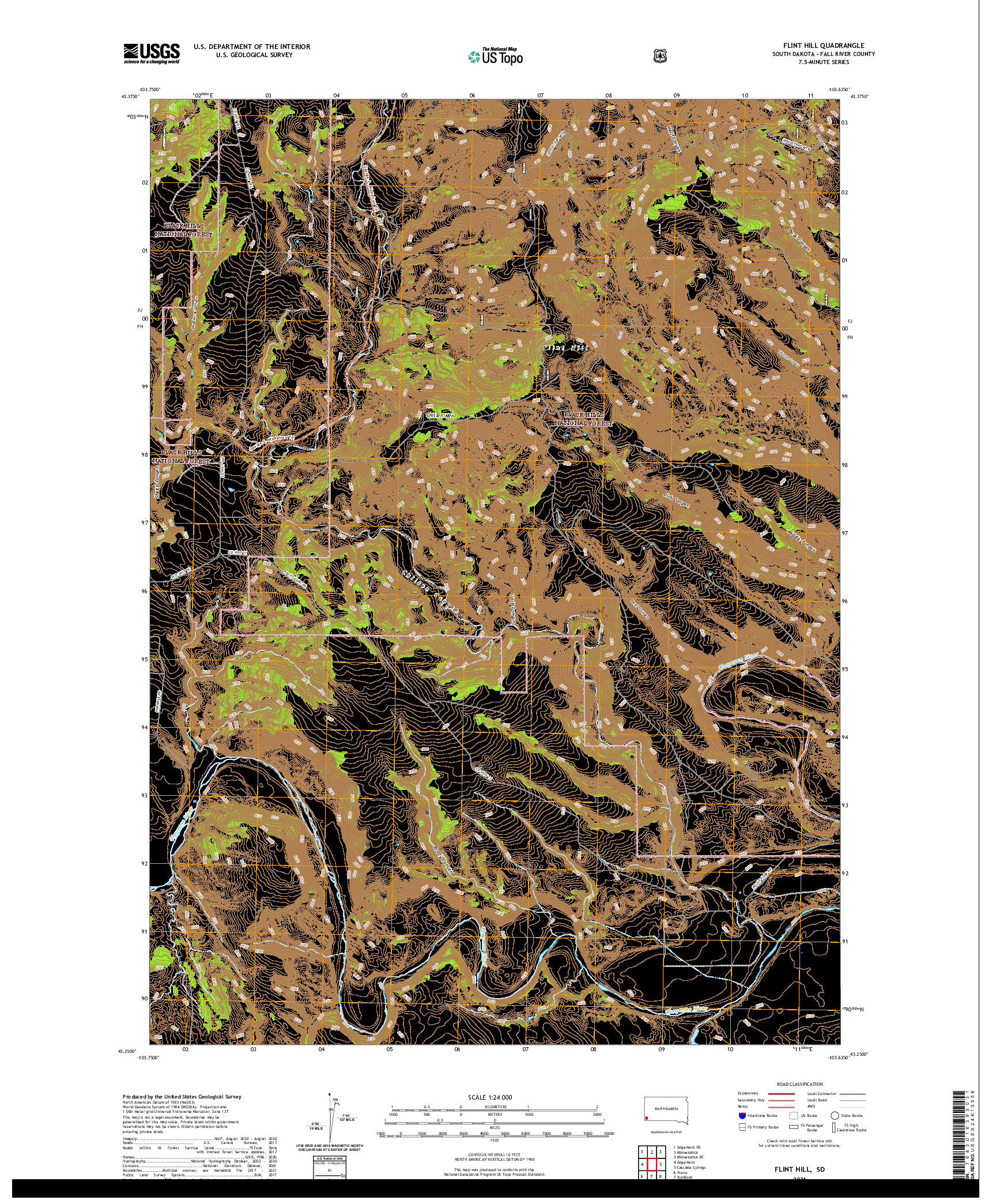 USGS US TOPO 7.5-MINUTE MAP FOR FLINT HILL, SD 2021