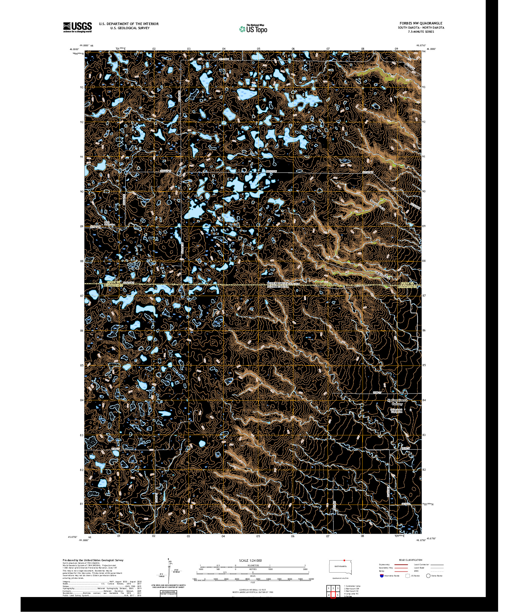 USGS US TOPO 7.5-MINUTE MAP FOR FORBES NW, SD,ND 2021