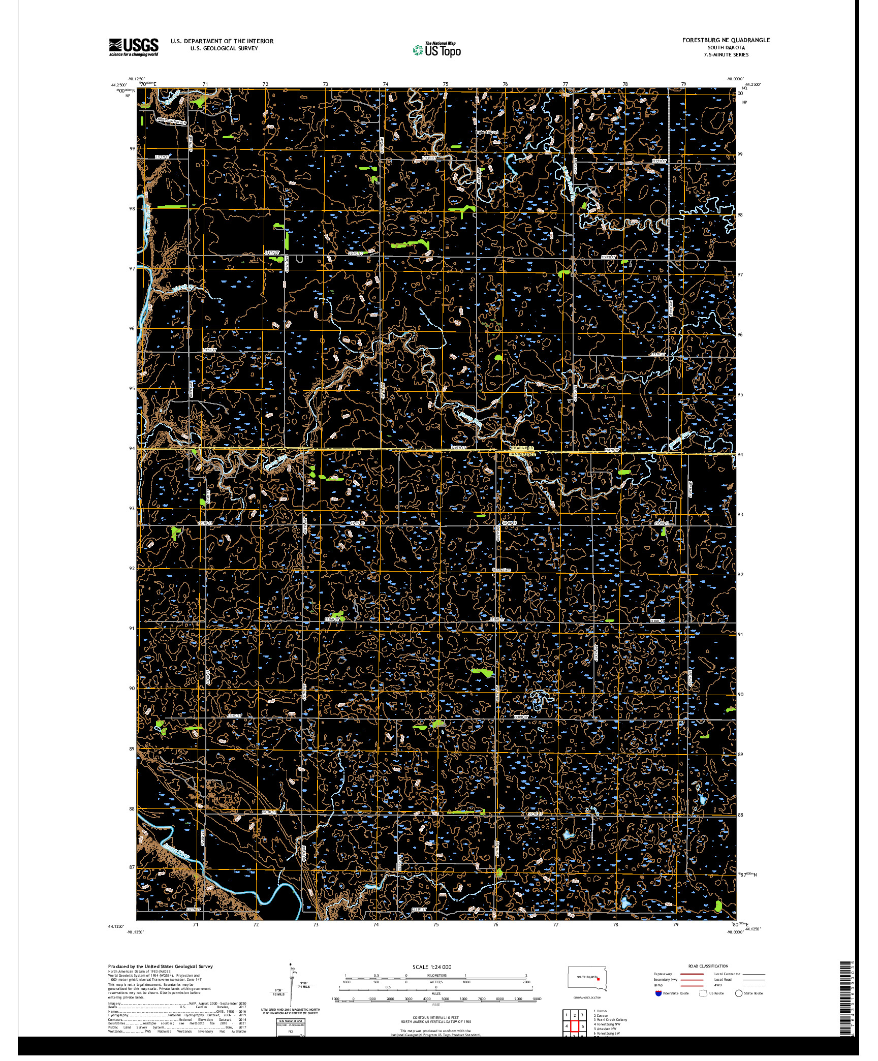 USGS US TOPO 7.5-MINUTE MAP FOR FORESTBURG NE, SD 2021
