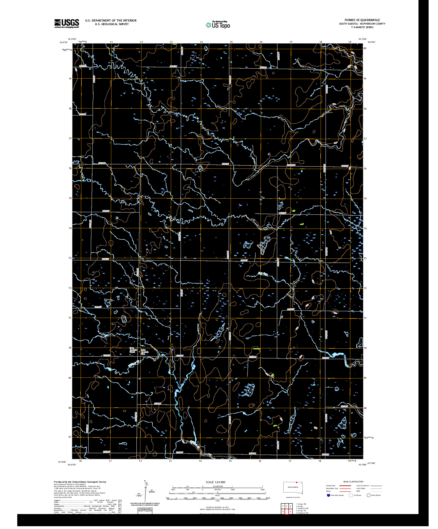 USGS US TOPO 7.5-MINUTE MAP FOR FORBES SE, SD 2021