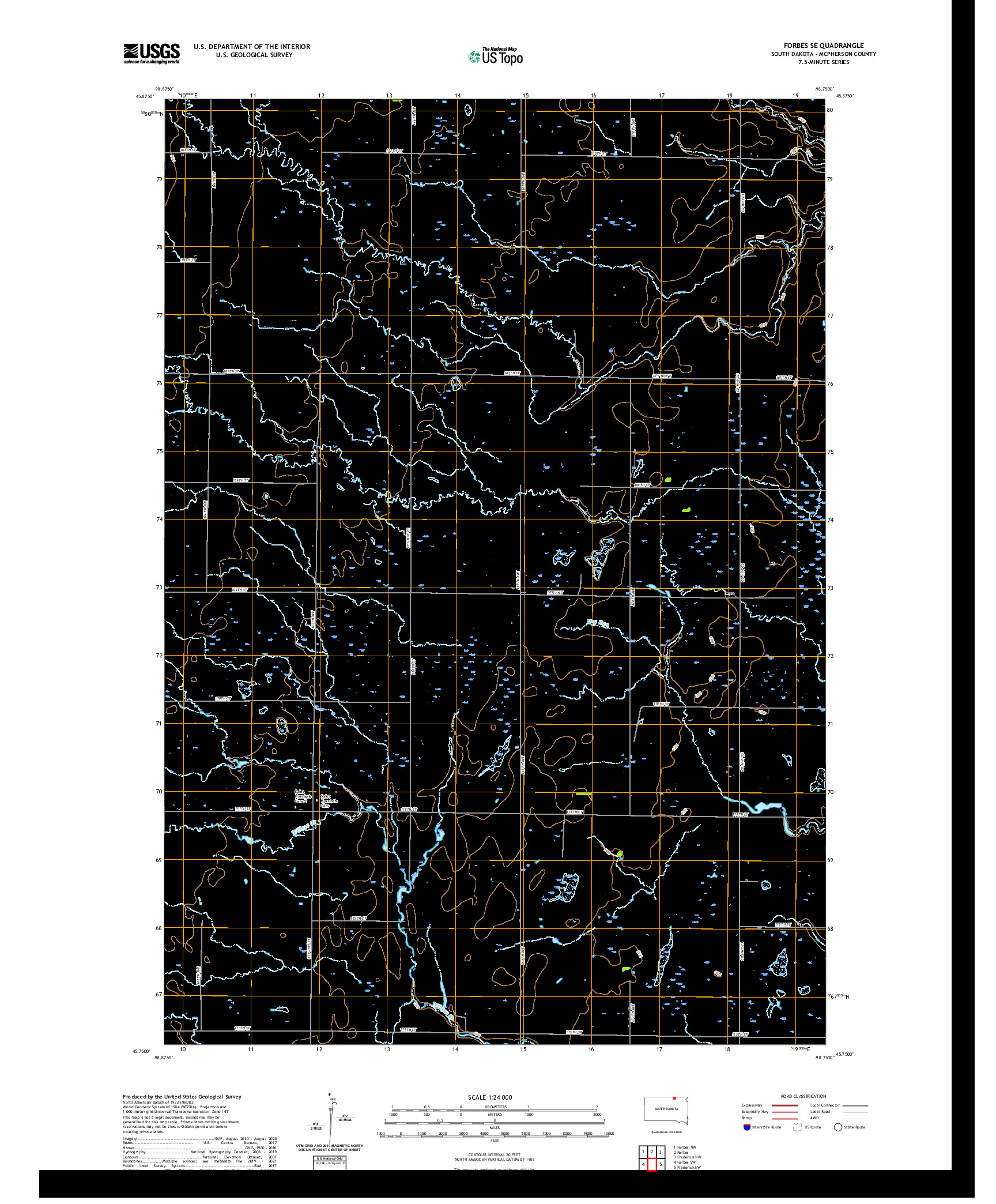 USGS US TOPO 7.5-MINUTE MAP FOR FORBES SE, SD 2021