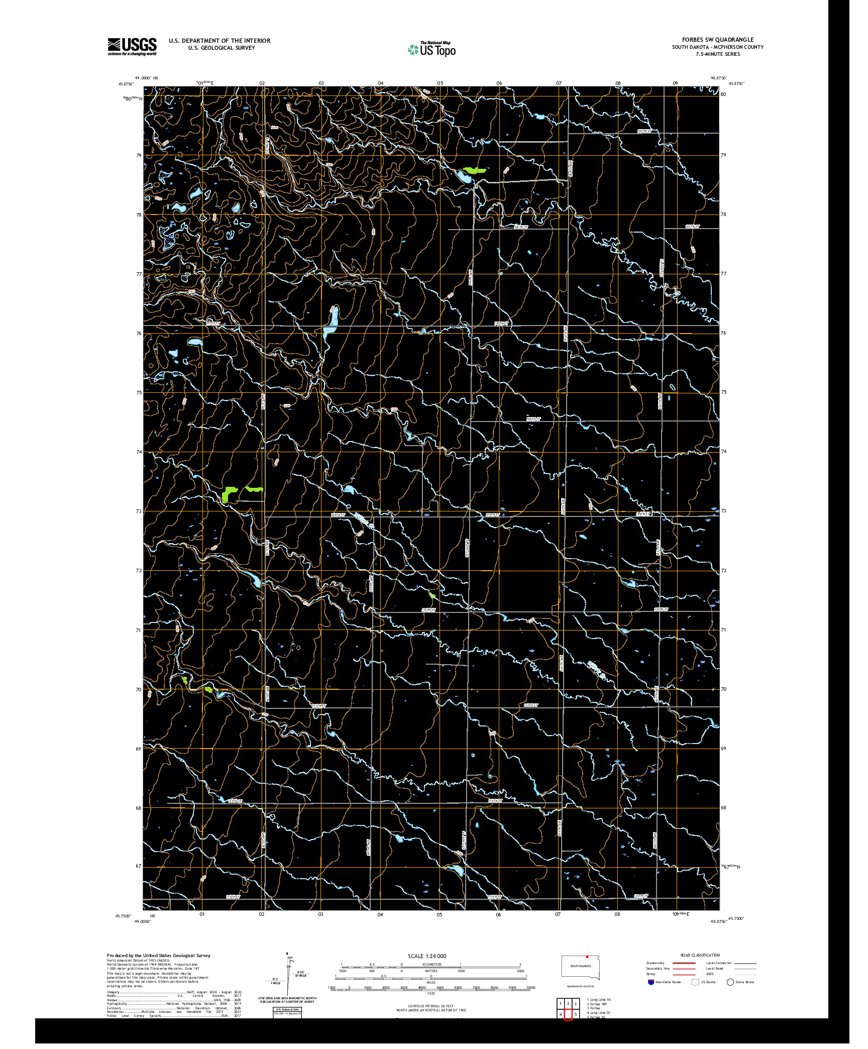 USGS US TOPO 7.5-MINUTE MAP FOR FORBES SW, SD 2021