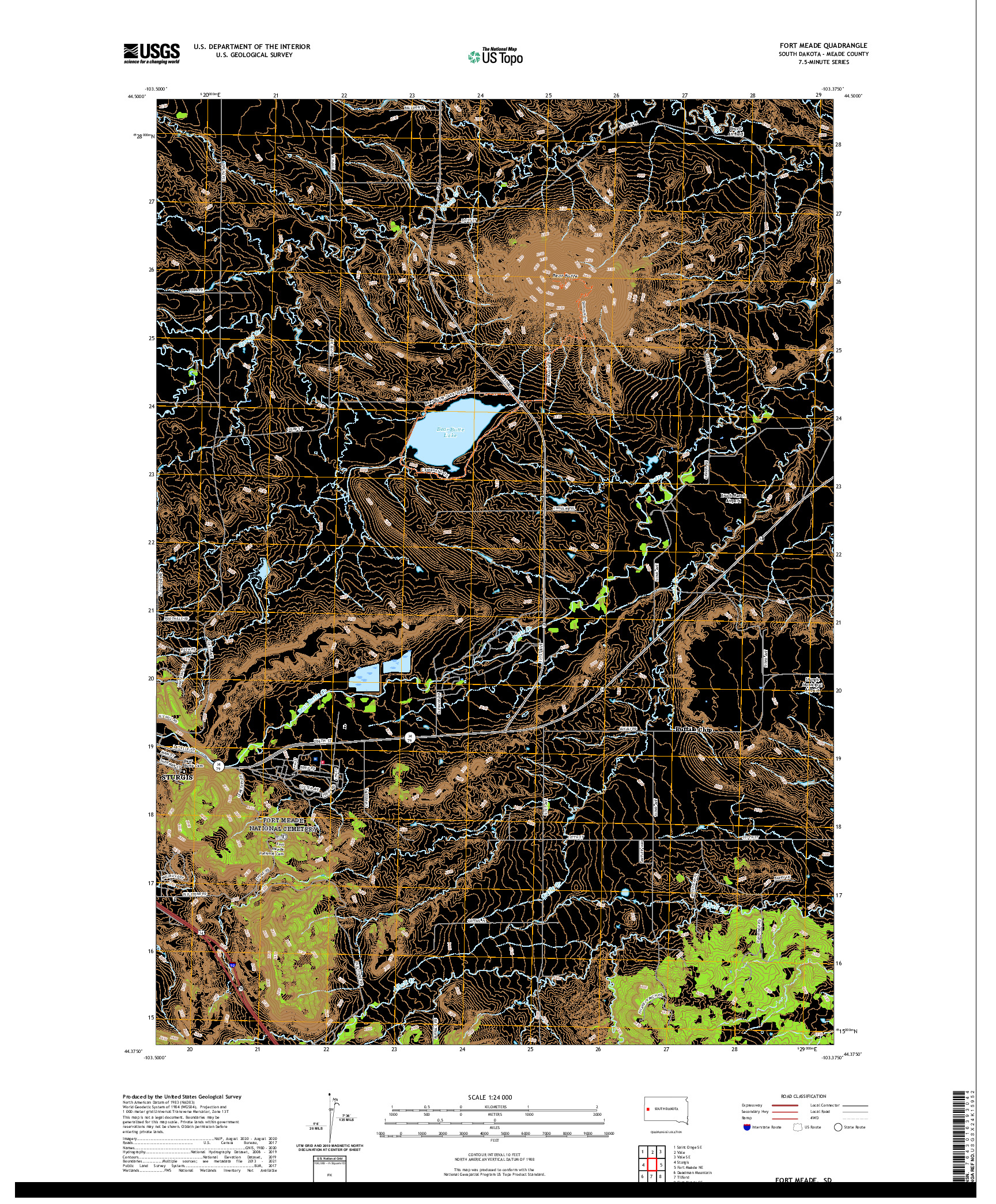 USGS US TOPO 7.5-MINUTE MAP FOR FORT MEADE, SD 2021