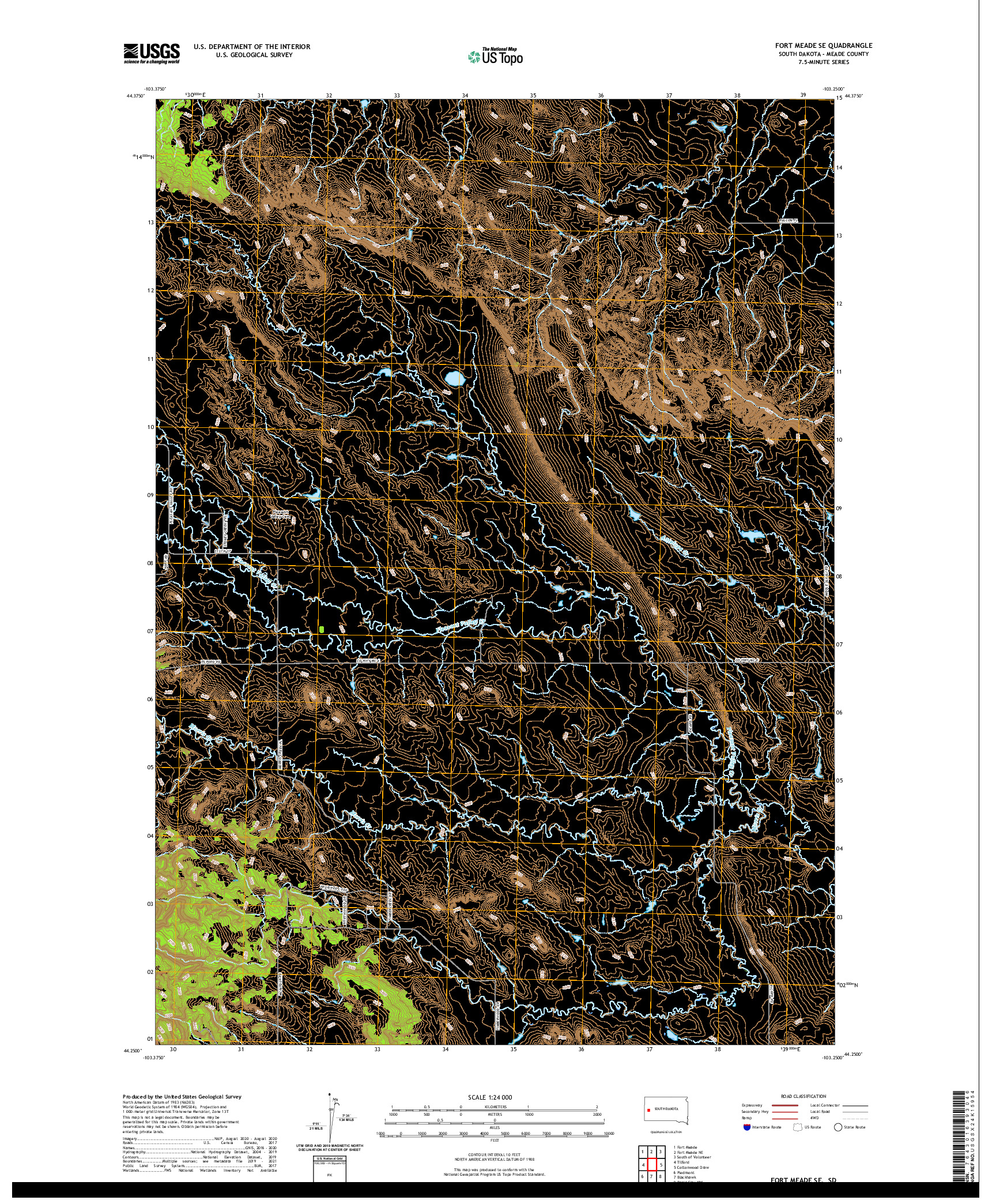 USGS US TOPO 7.5-MINUTE MAP FOR FORT MEADE SE, SD 2021