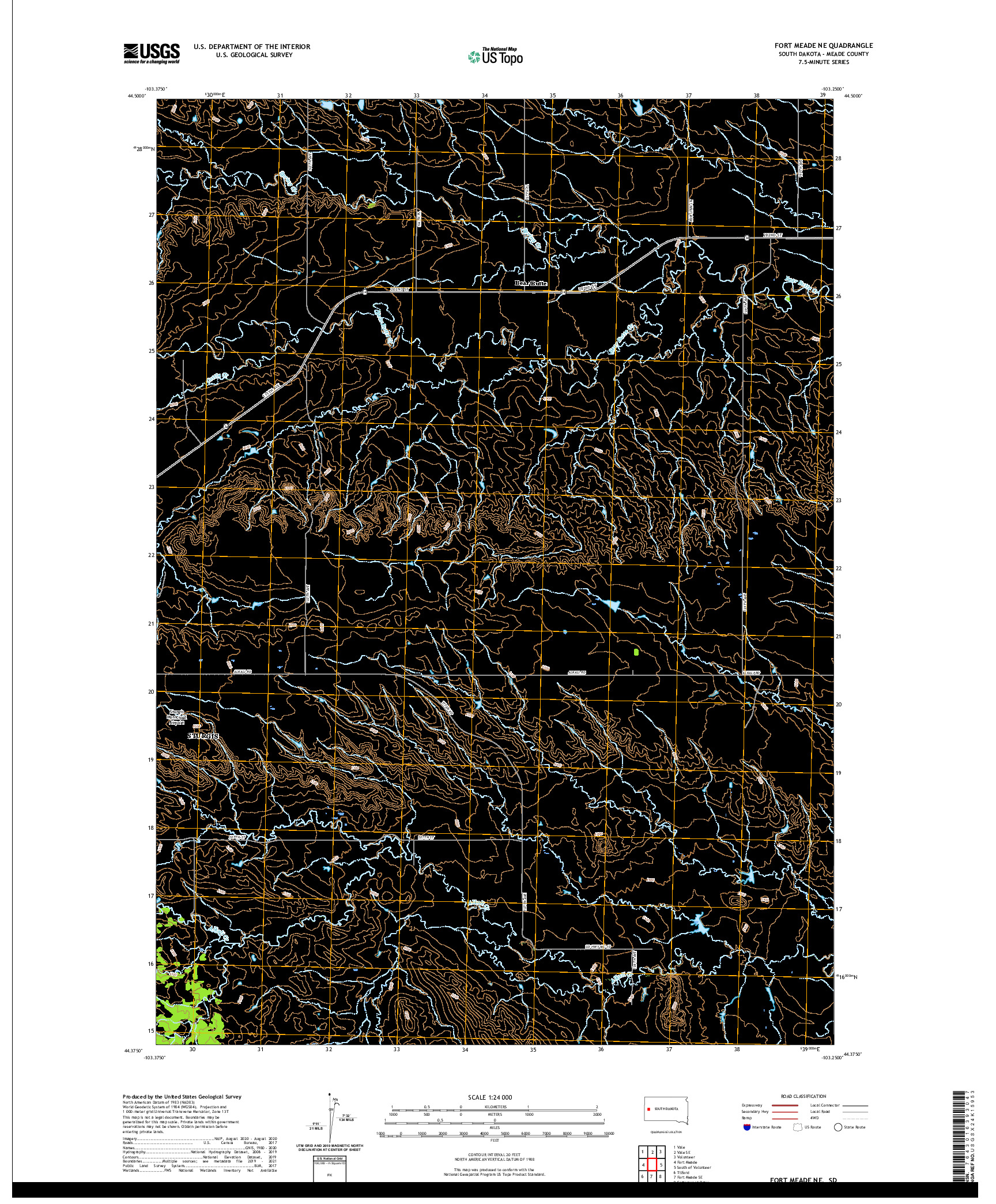 USGS US TOPO 7.5-MINUTE MAP FOR FORT MEADE NE, SD 2021