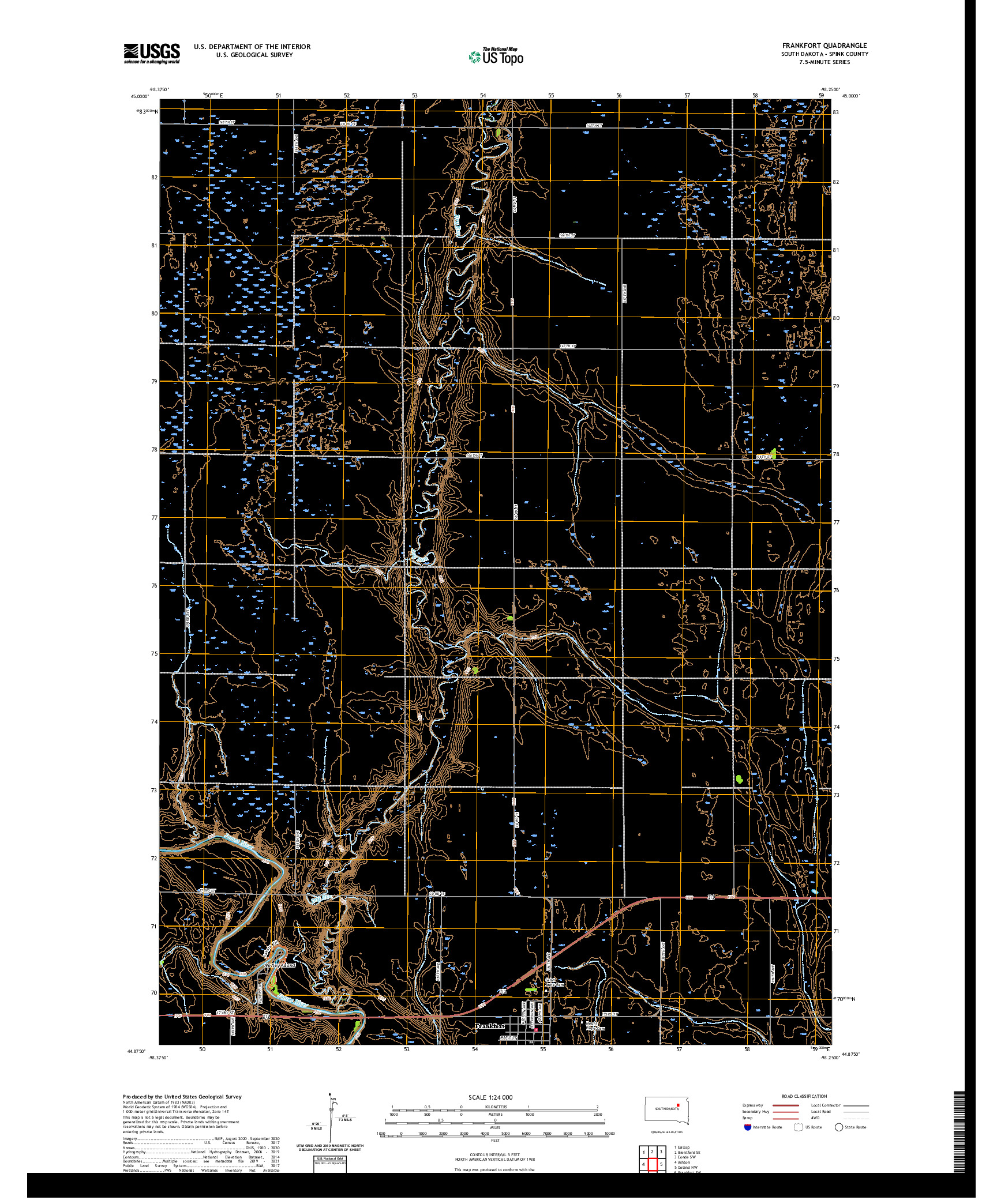USGS US TOPO 7.5-MINUTE MAP FOR FRANKFORT, SD 2021