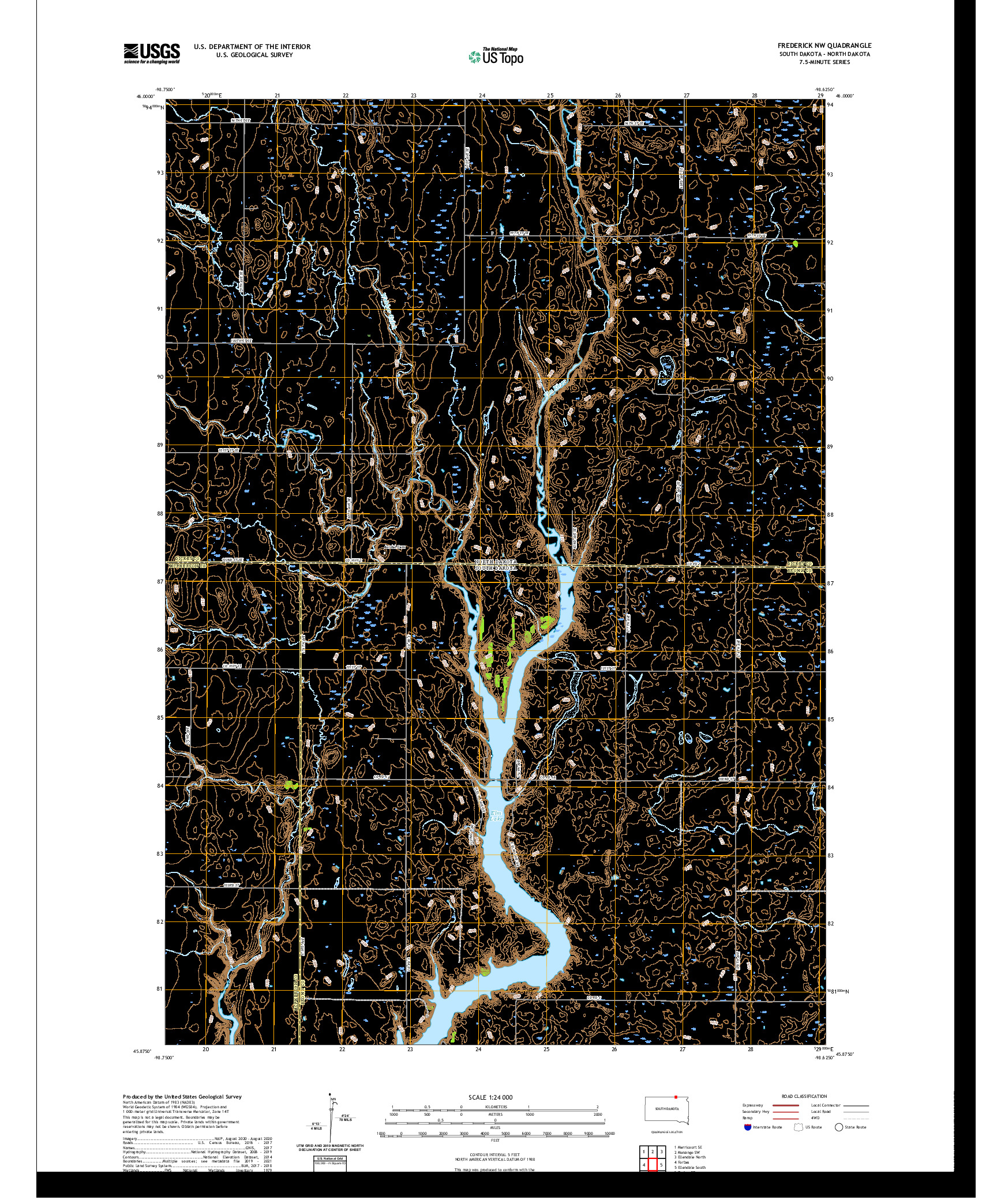 USGS US TOPO 7.5-MINUTE MAP FOR FREDERICK NW, SD,ND 2021