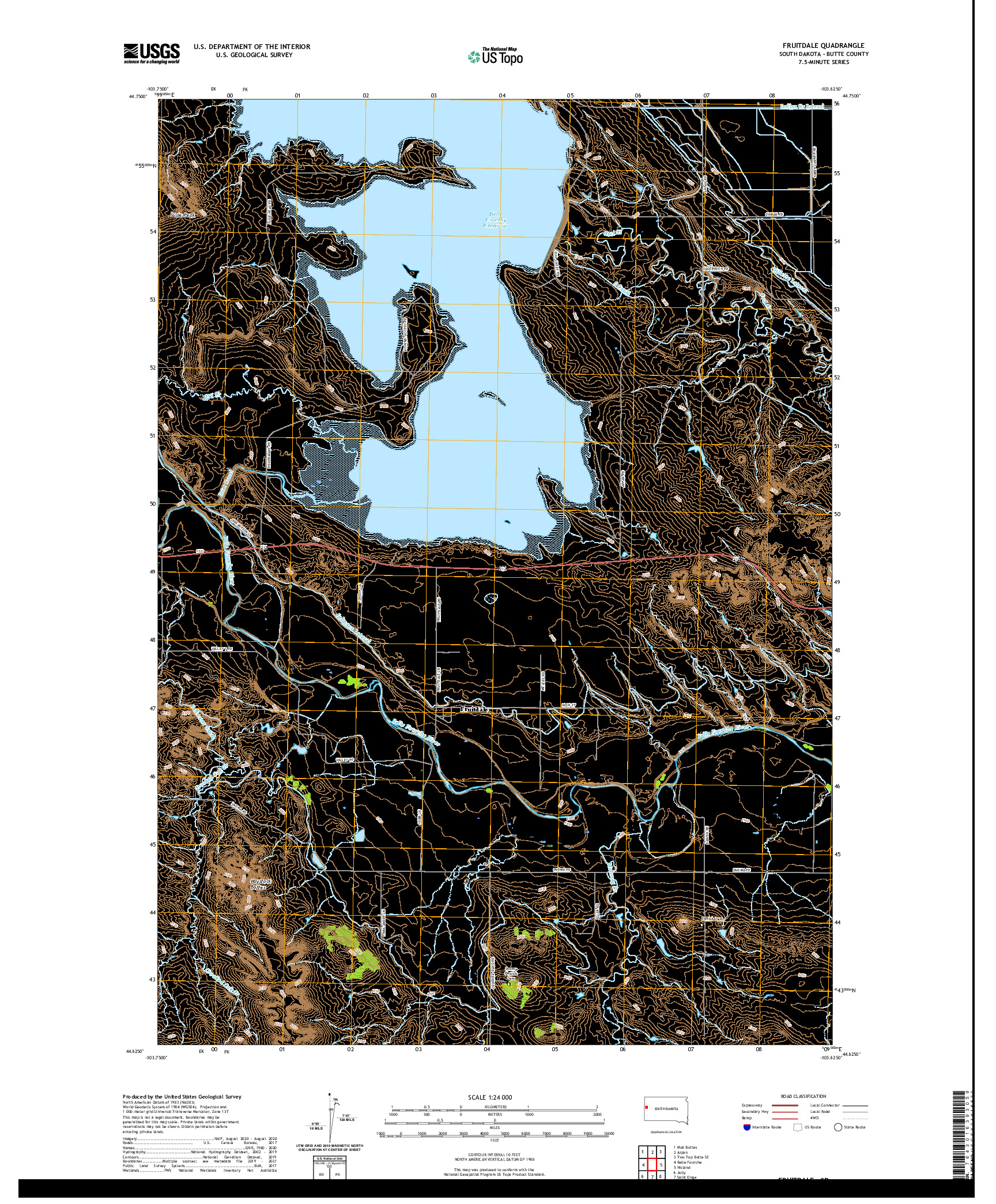 USGS US TOPO 7.5-MINUTE MAP FOR FRUITDALE, SD 2021