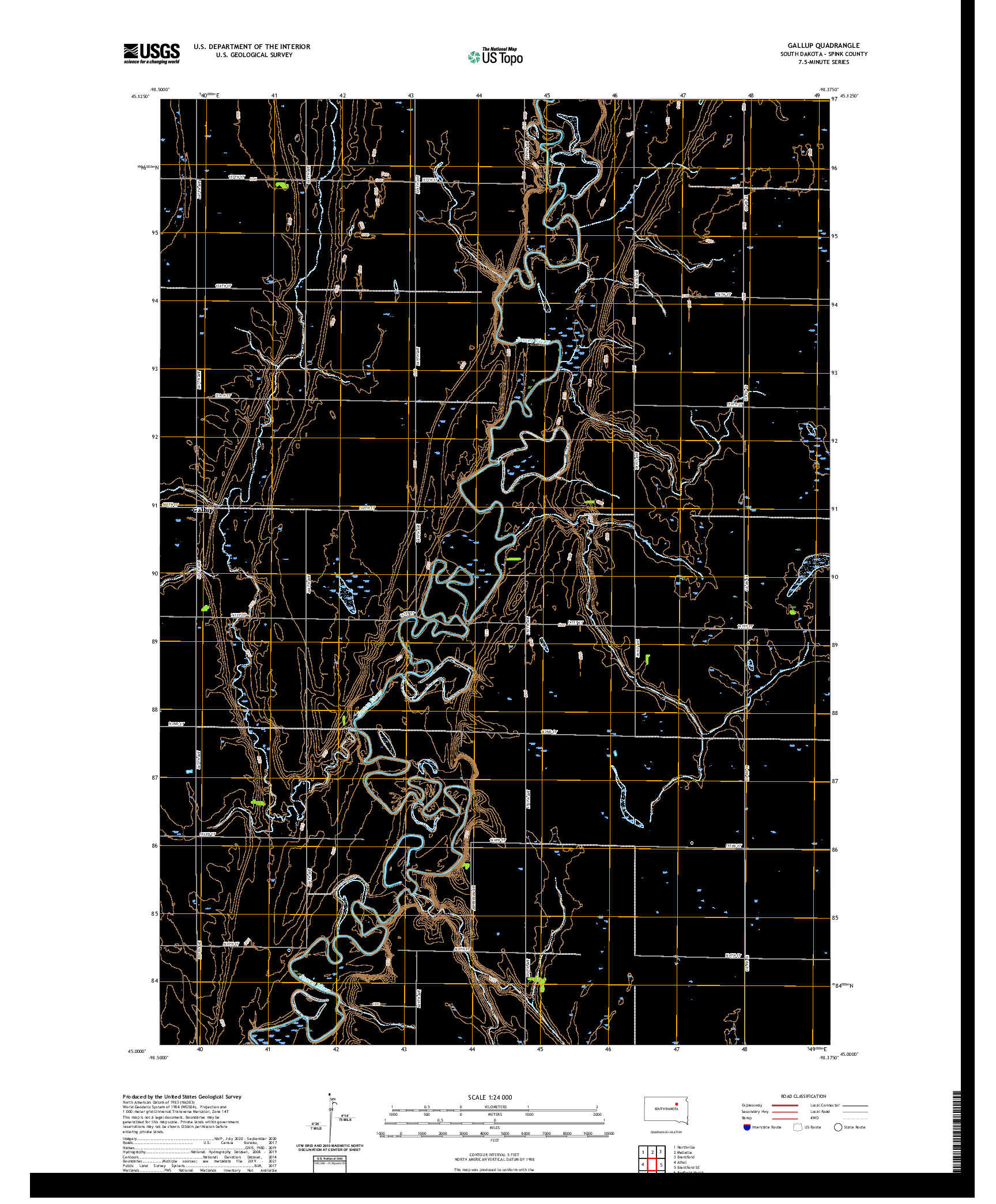 USGS US TOPO 7.5-MINUTE MAP FOR GALLUP, SD 2021