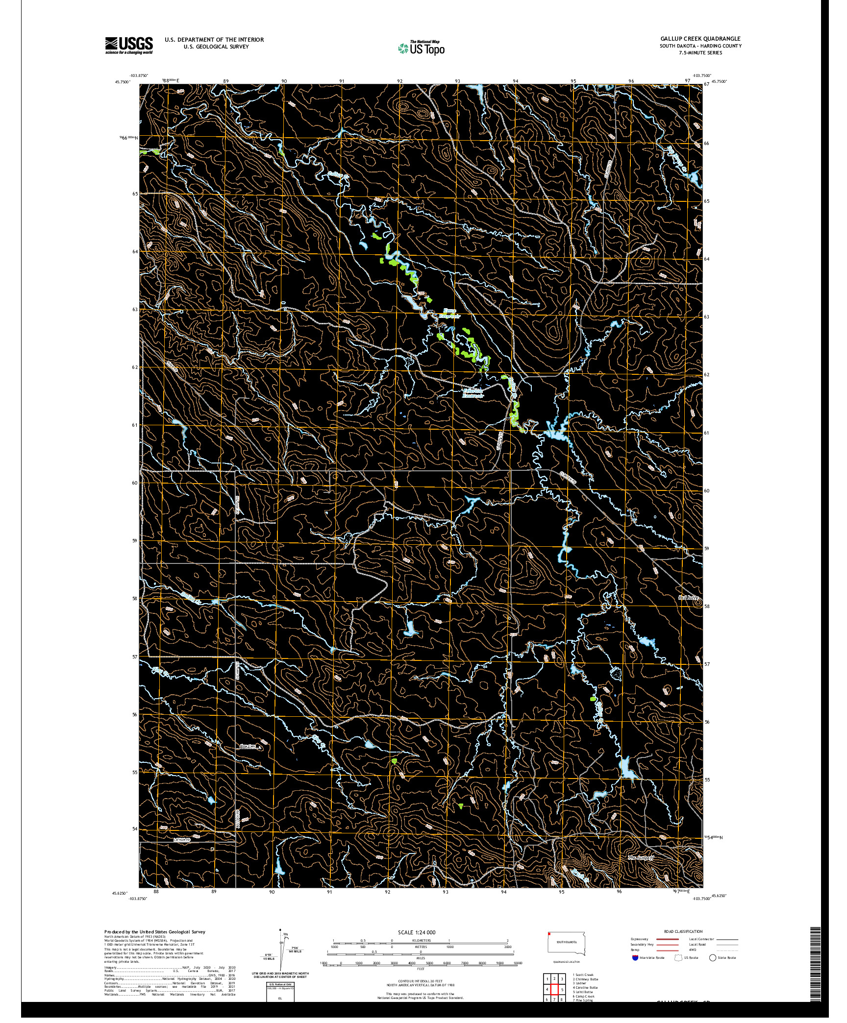 USGS US TOPO 7.5-MINUTE MAP FOR GALLUP CREEK, SD 2021