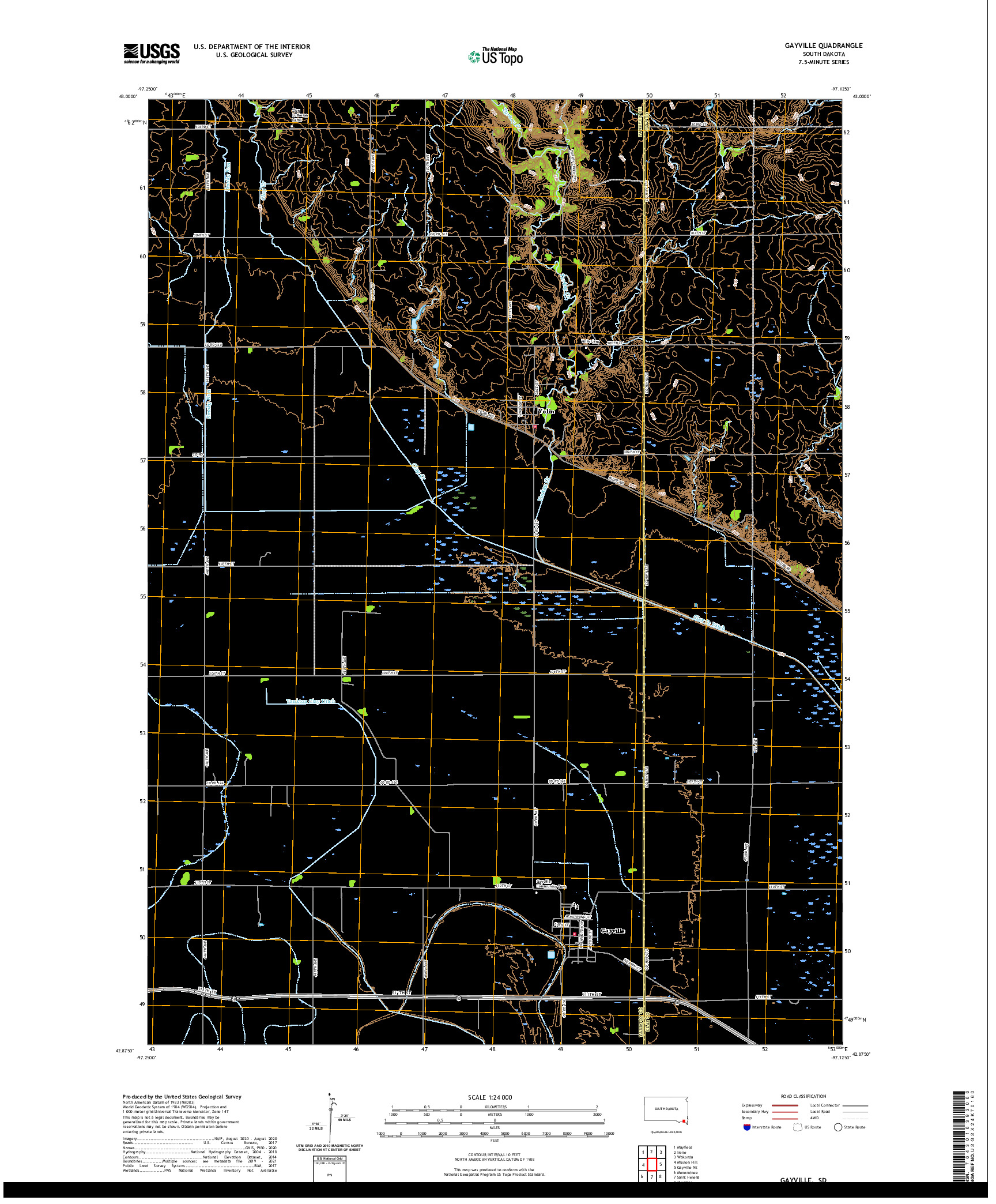 USGS US TOPO 7.5-MINUTE MAP FOR GAYVILLE, SD 2021