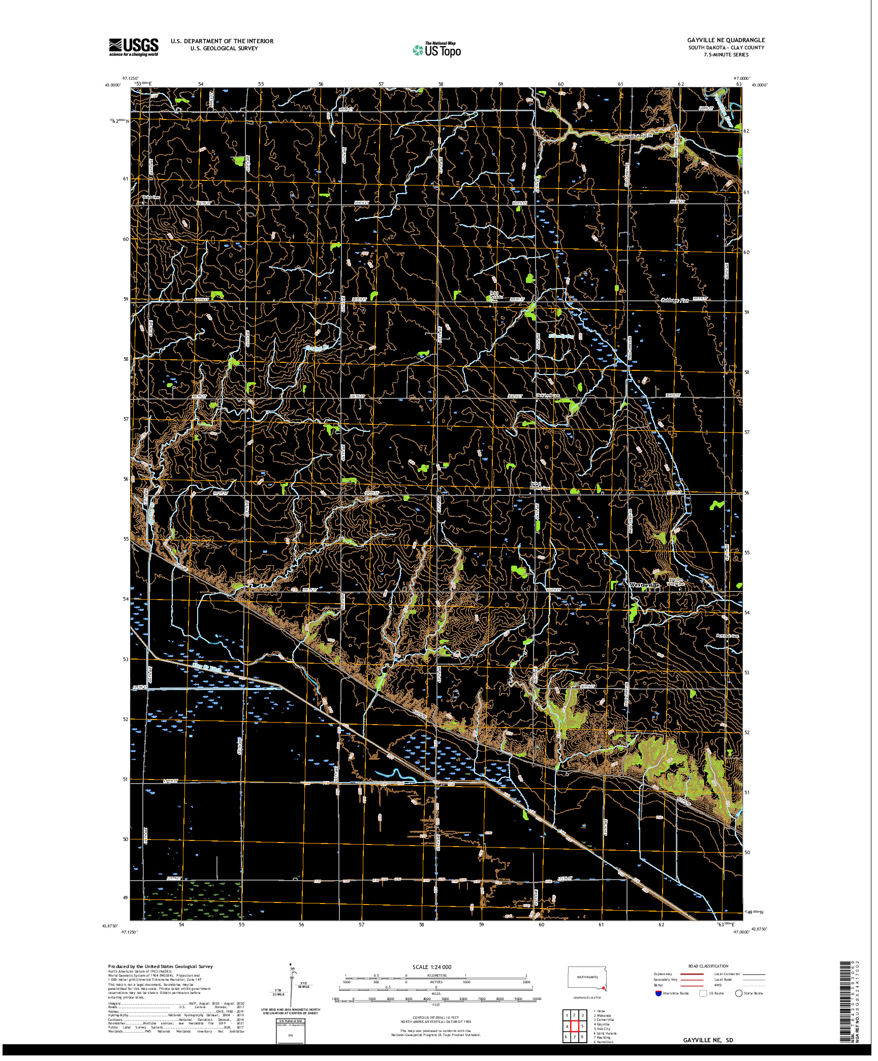USGS US TOPO 7.5-MINUTE MAP FOR GAYVILLE NE, SD 2021