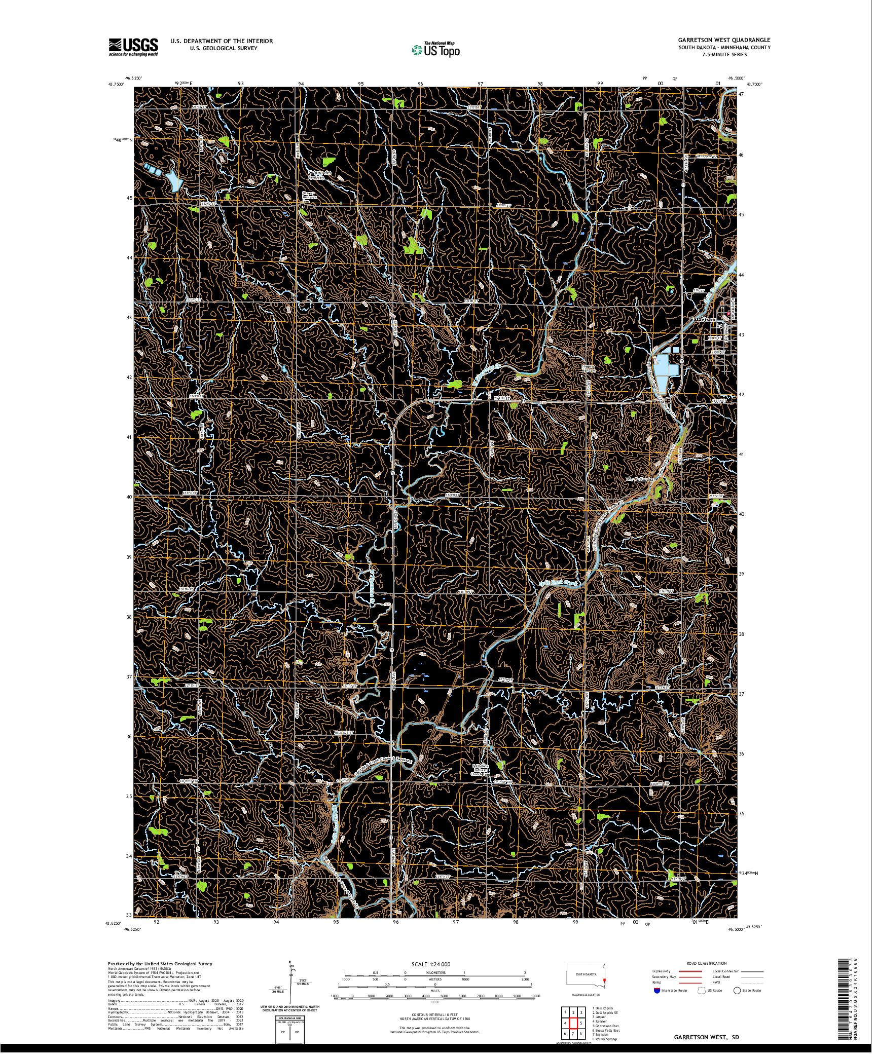 USGS US TOPO 7.5-MINUTE MAP FOR GARRETSON WEST, SD 2021