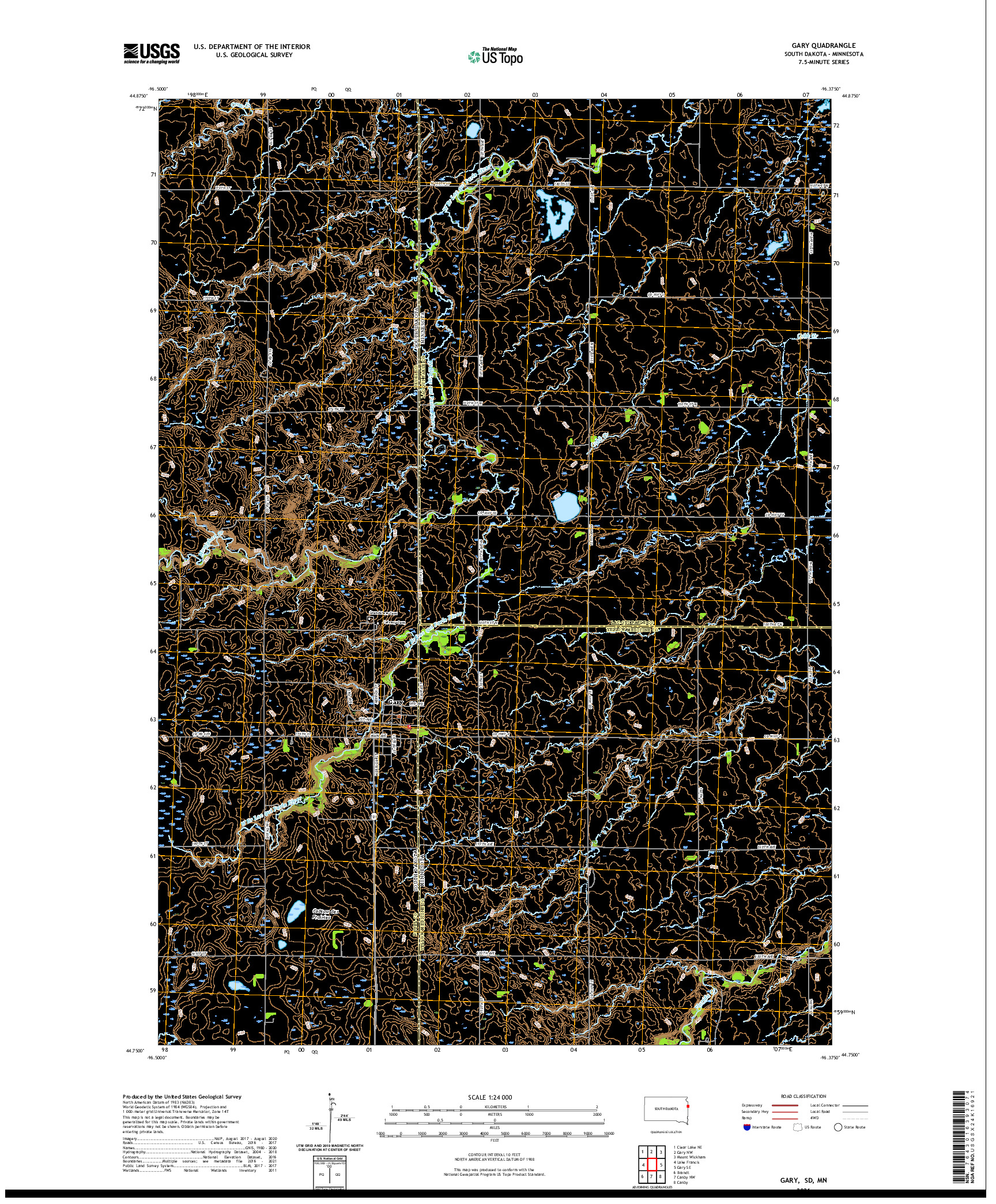 USGS US TOPO 7.5-MINUTE MAP FOR GARY, SD,MN 2021