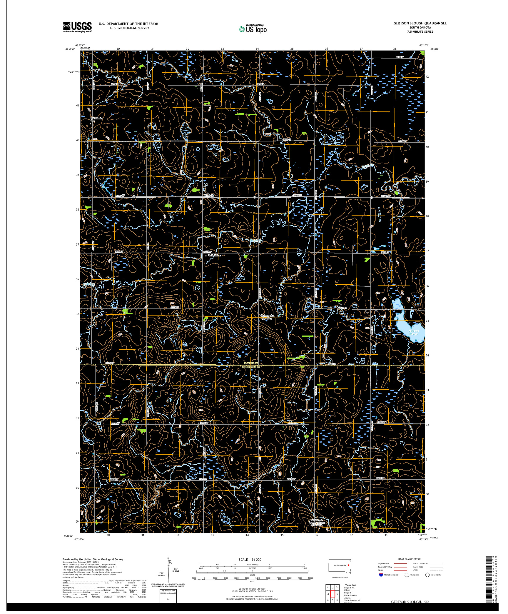 USGS US TOPO 7.5-MINUTE MAP FOR GERTSON SLOUGH, SD 2021