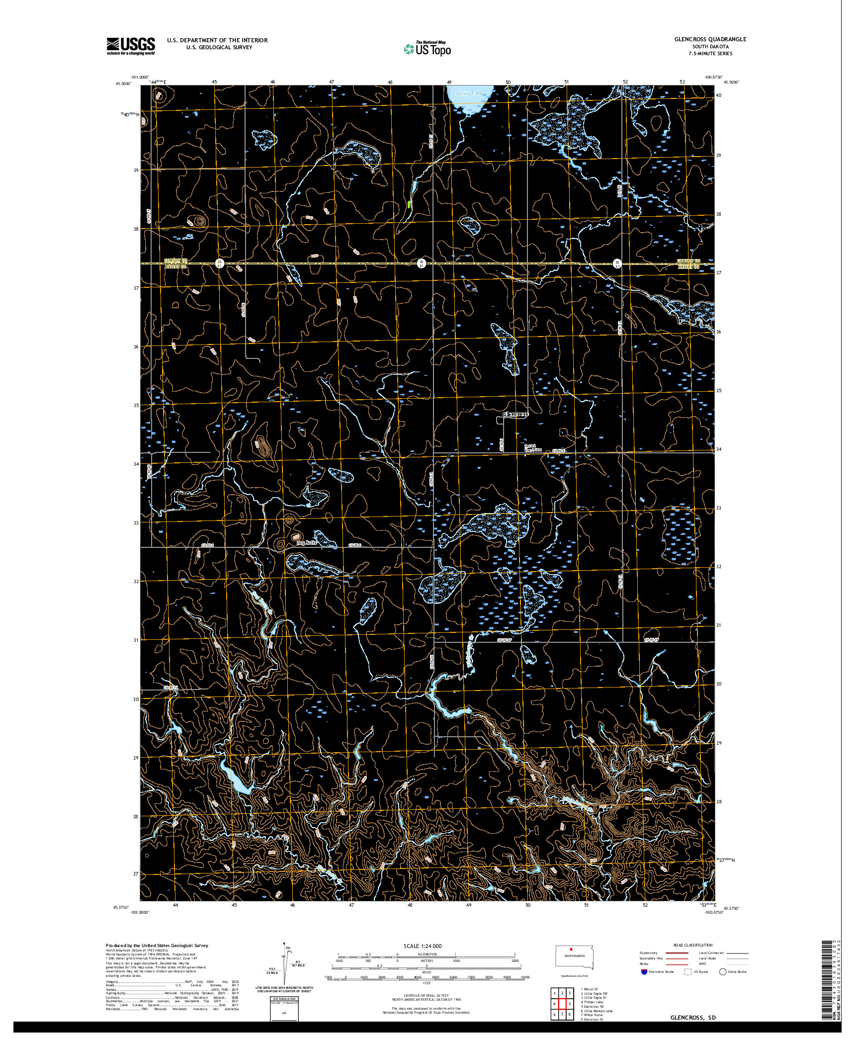 USGS US TOPO 7.5-MINUTE MAP FOR GLENCROSS, SD 2021